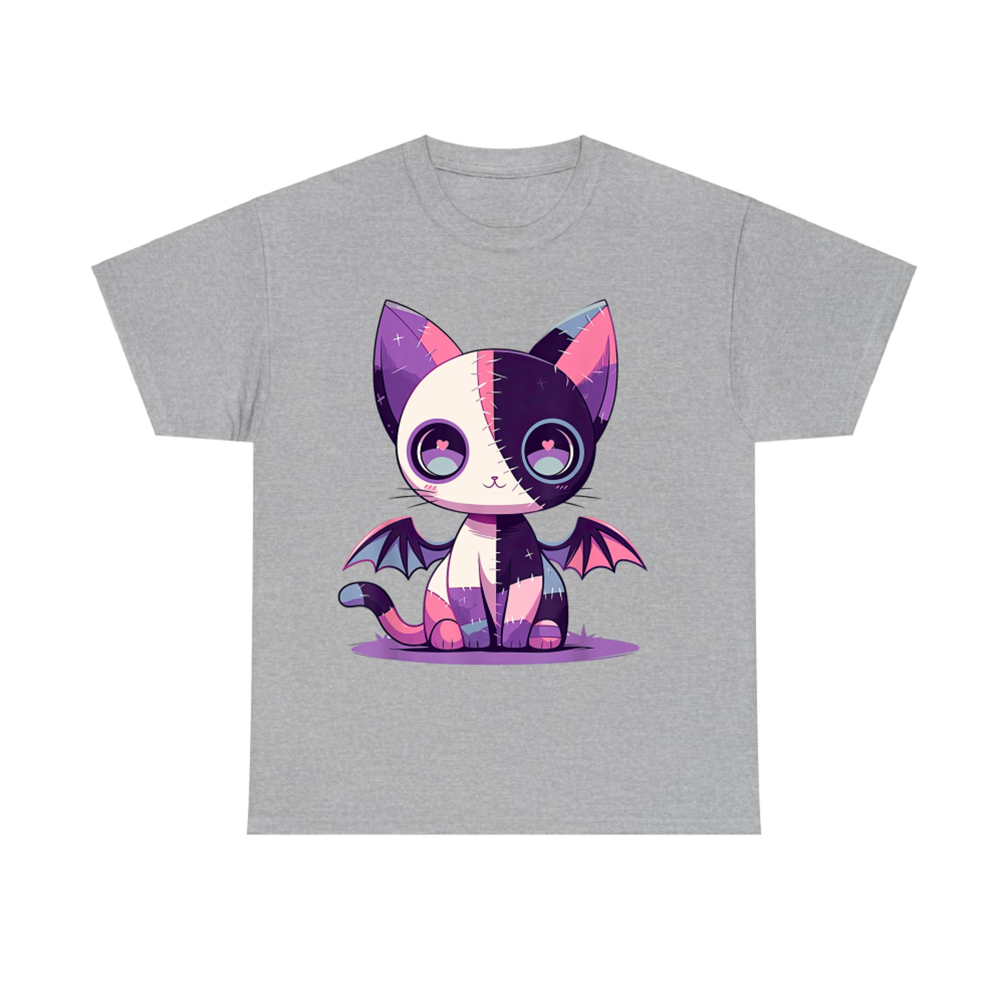 Kawaii Patchwork Zombie Cat with Bat Wings Creepy Cute T-Shirt