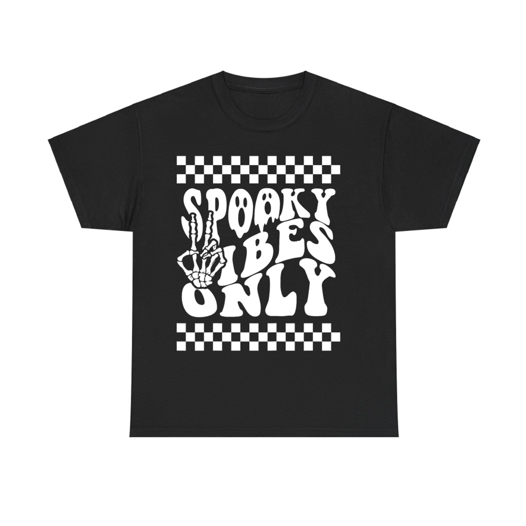 Spooky Vibes Only Skeleton Peace Sign Halloween T-Shirt