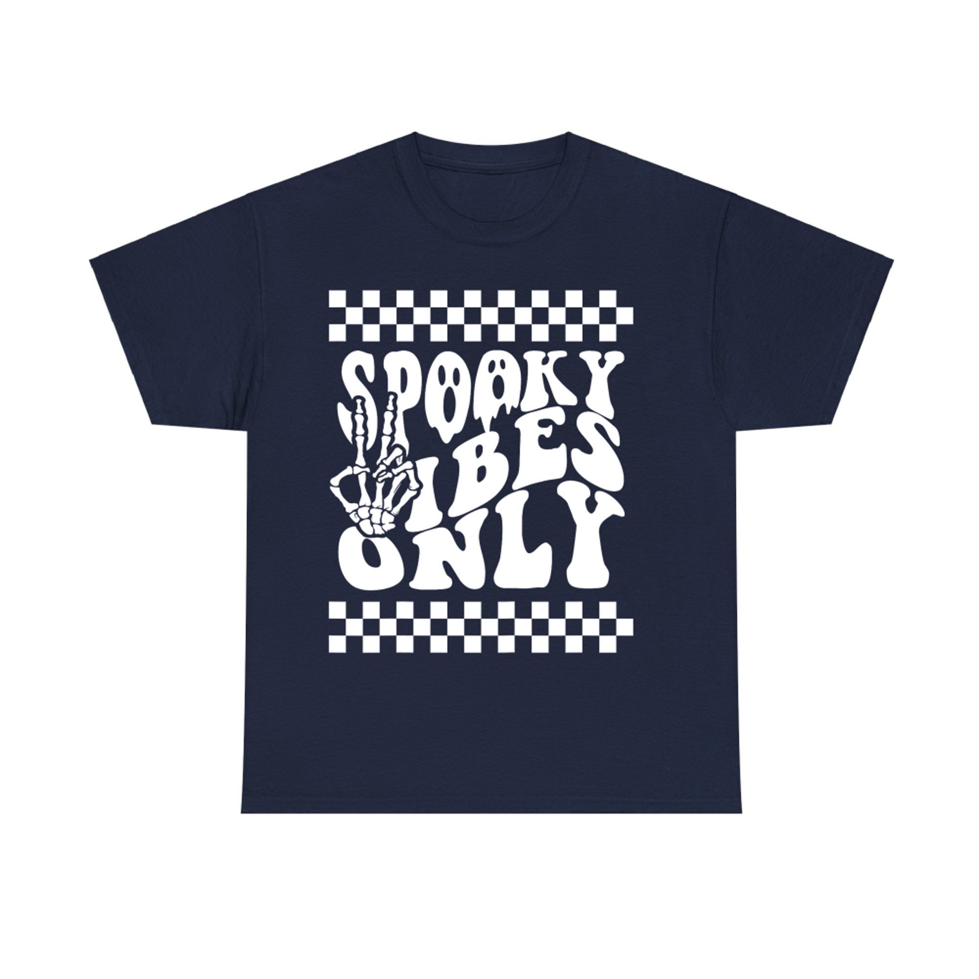 Spooky Vibes Only Skeleton Peace Sign Halloween T-Shirt