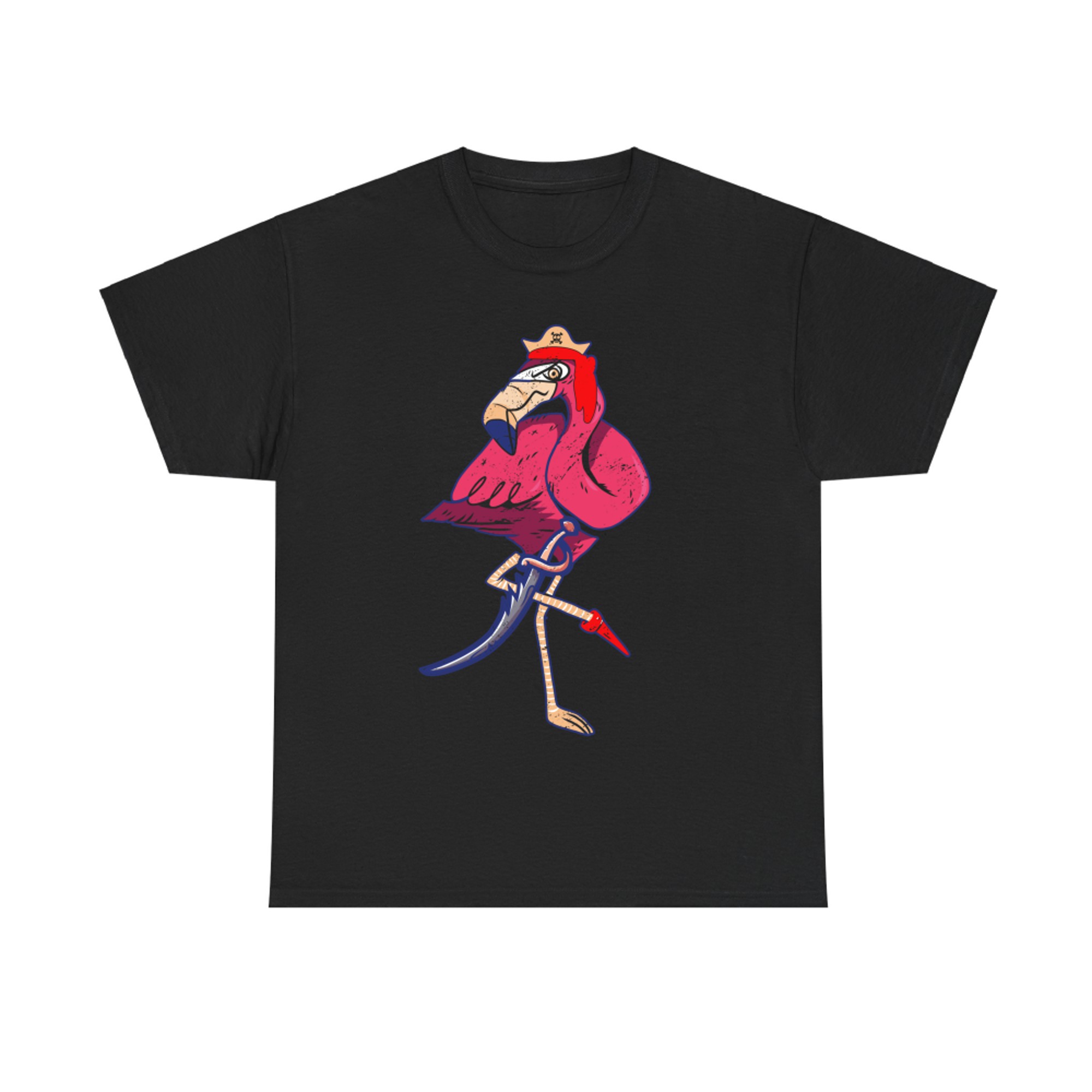 Flamingo Dressed as Pirate Funny Halloween Apparel T-Shirt