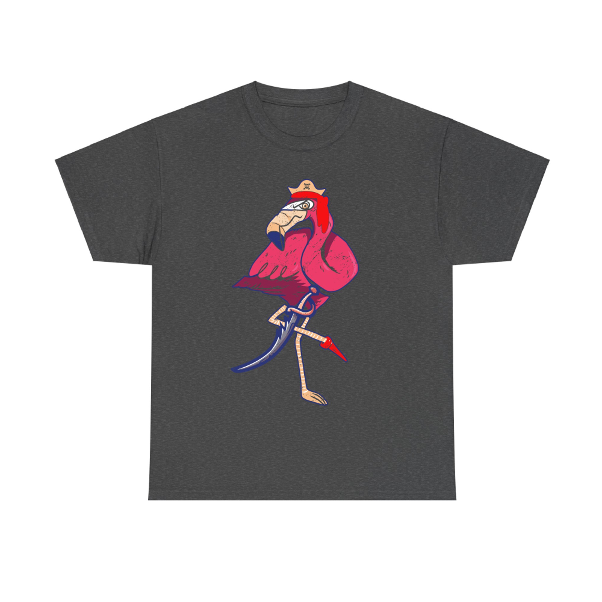 Flamingo Dressed as Pirate Funny Halloween Apparel T-Shirt