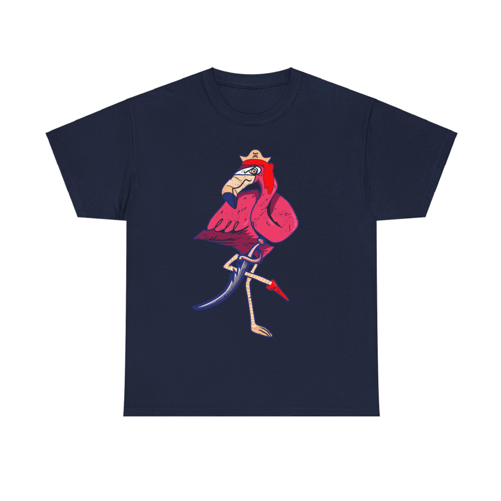 Flamingo Dressed as Pirate Funny Halloween Apparel T-Shirt