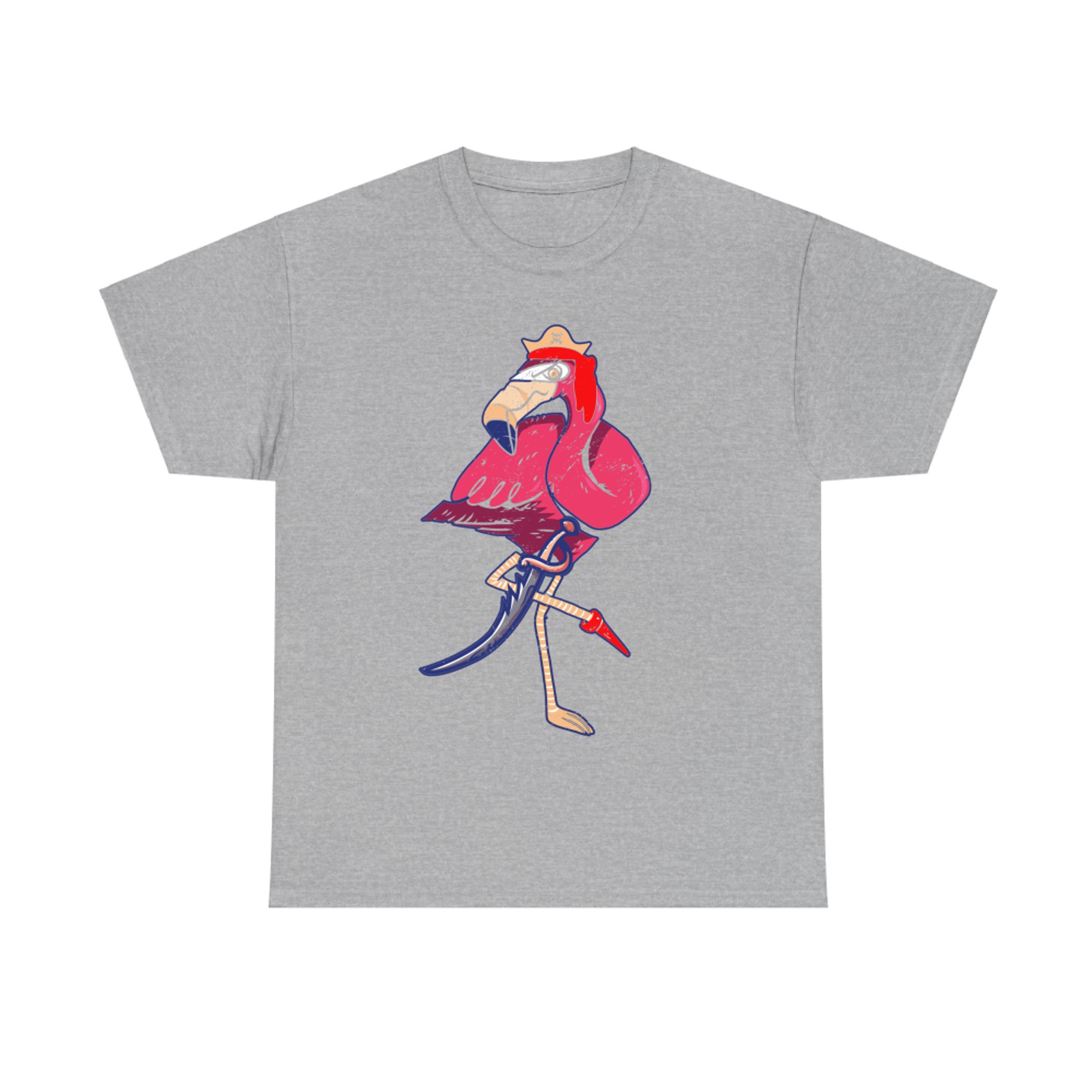 Flamingo Dressed as Pirate Funny Halloween Apparel T-Shirt