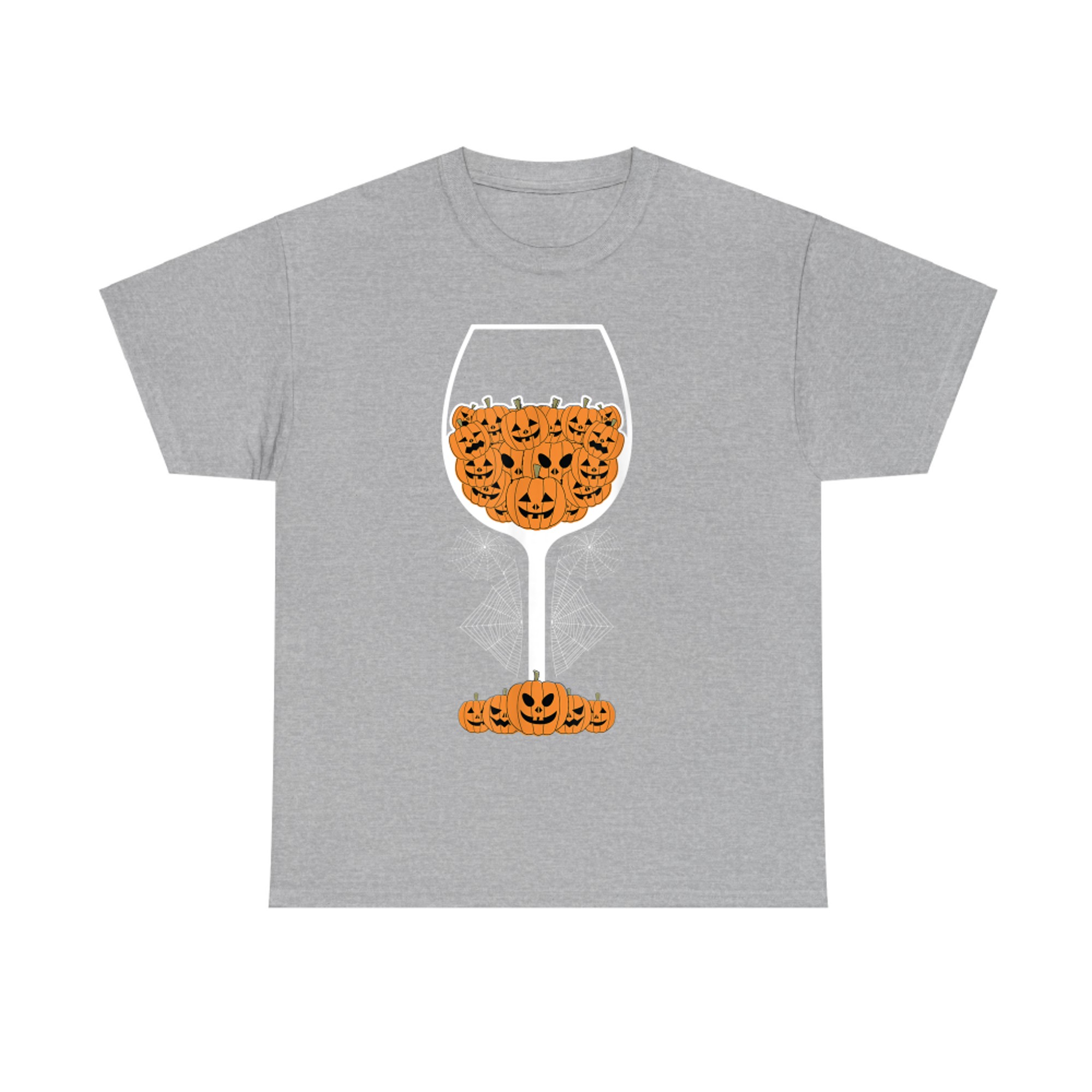 Pumpkin Wine Glass Spider Web Costume Easy Halloween T-Shirt