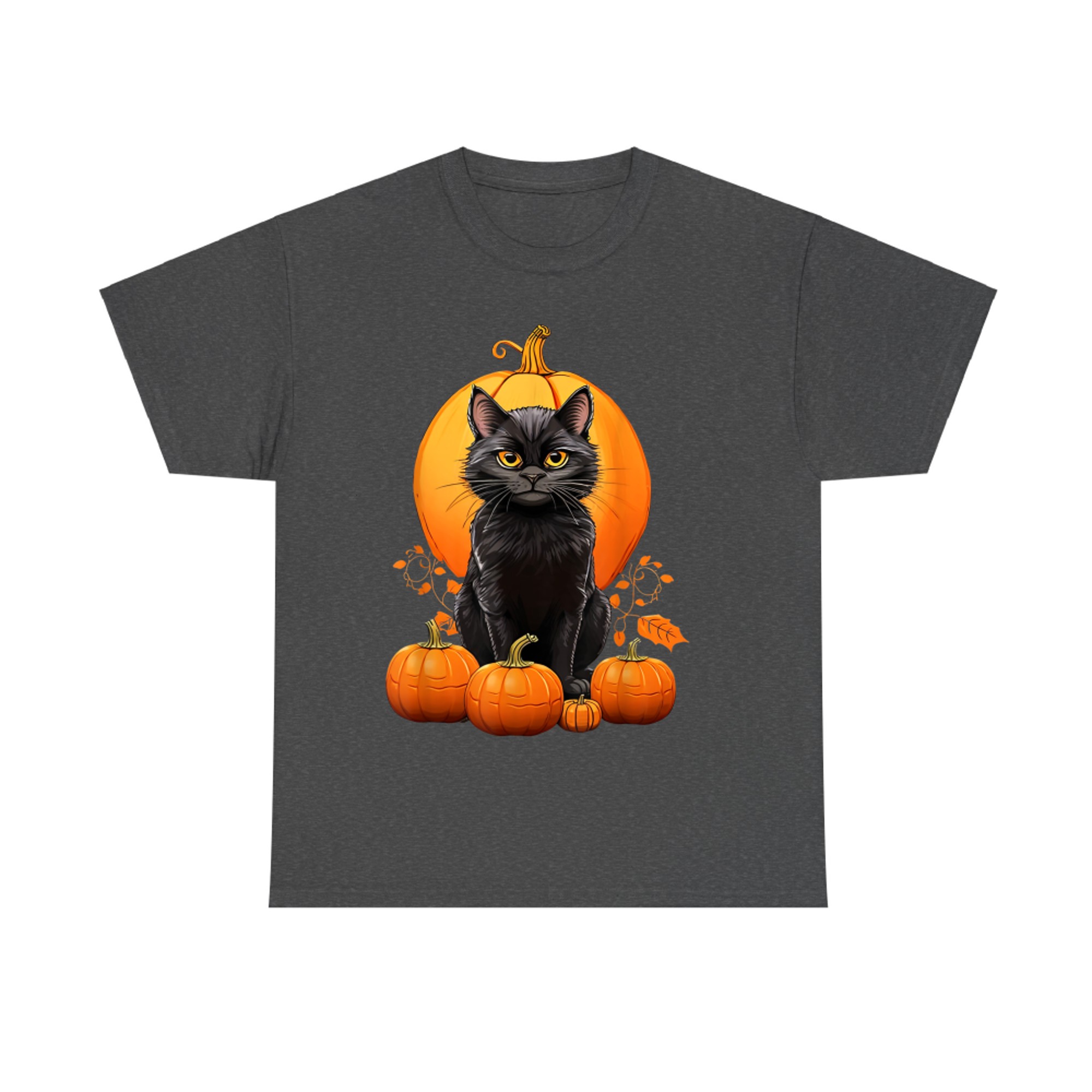 Retro Black Cat Halloween Pumpkin Costume T-Shirt