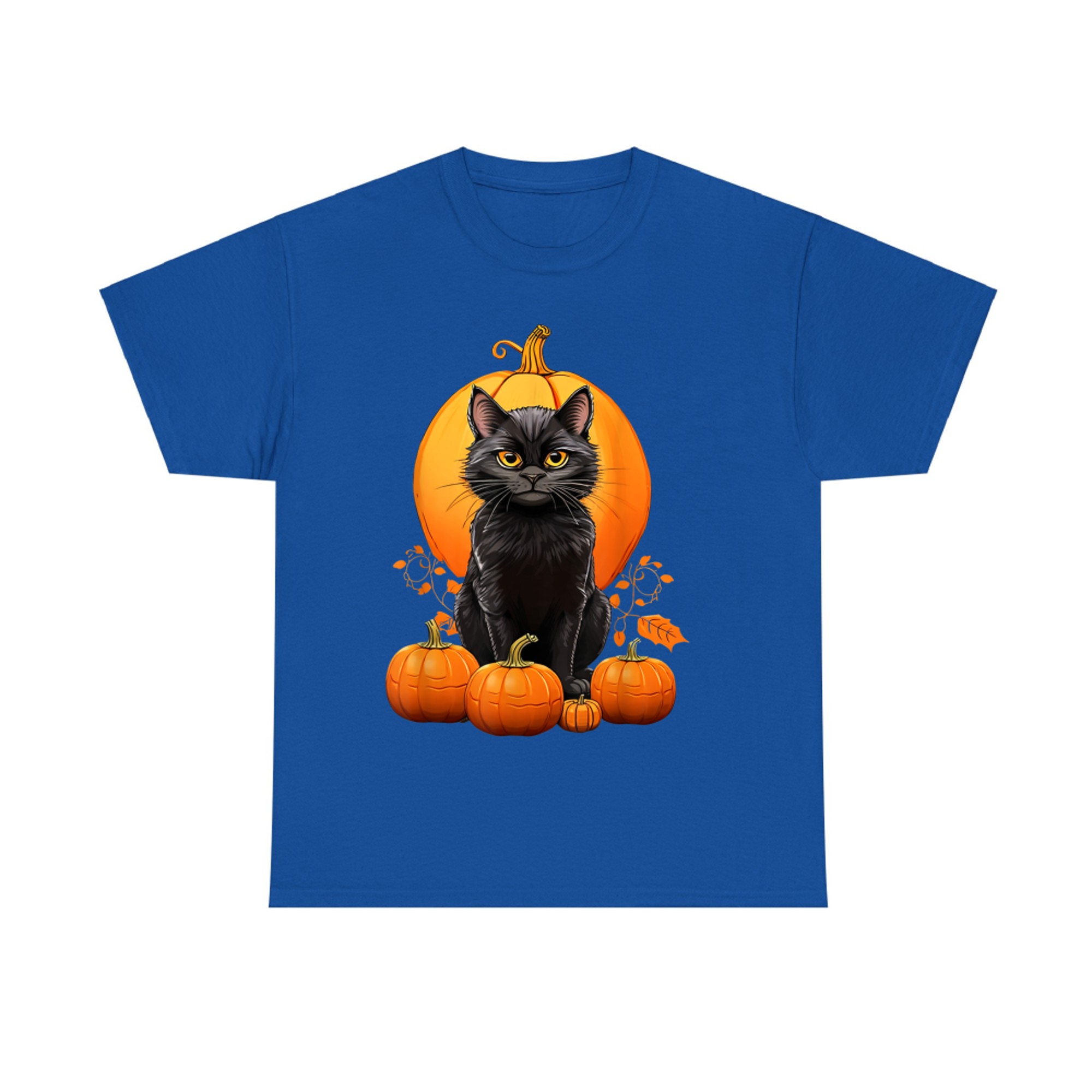 Retro Black Cat Halloween Pumpkin Costume T-Shirt