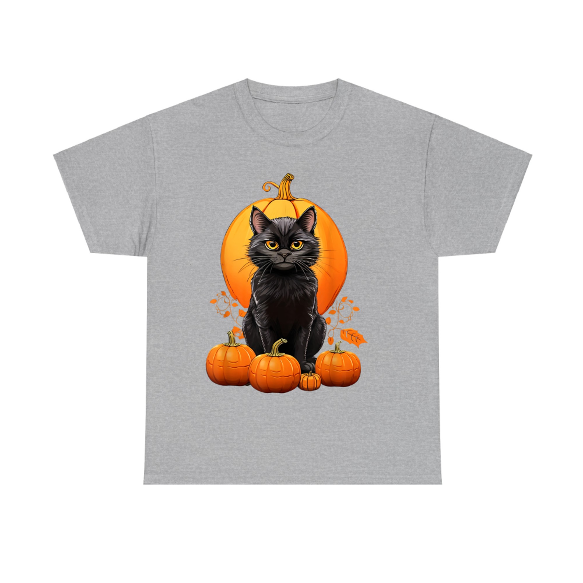 Retro Black Cat Halloween Pumpkin Costume T-Shirt