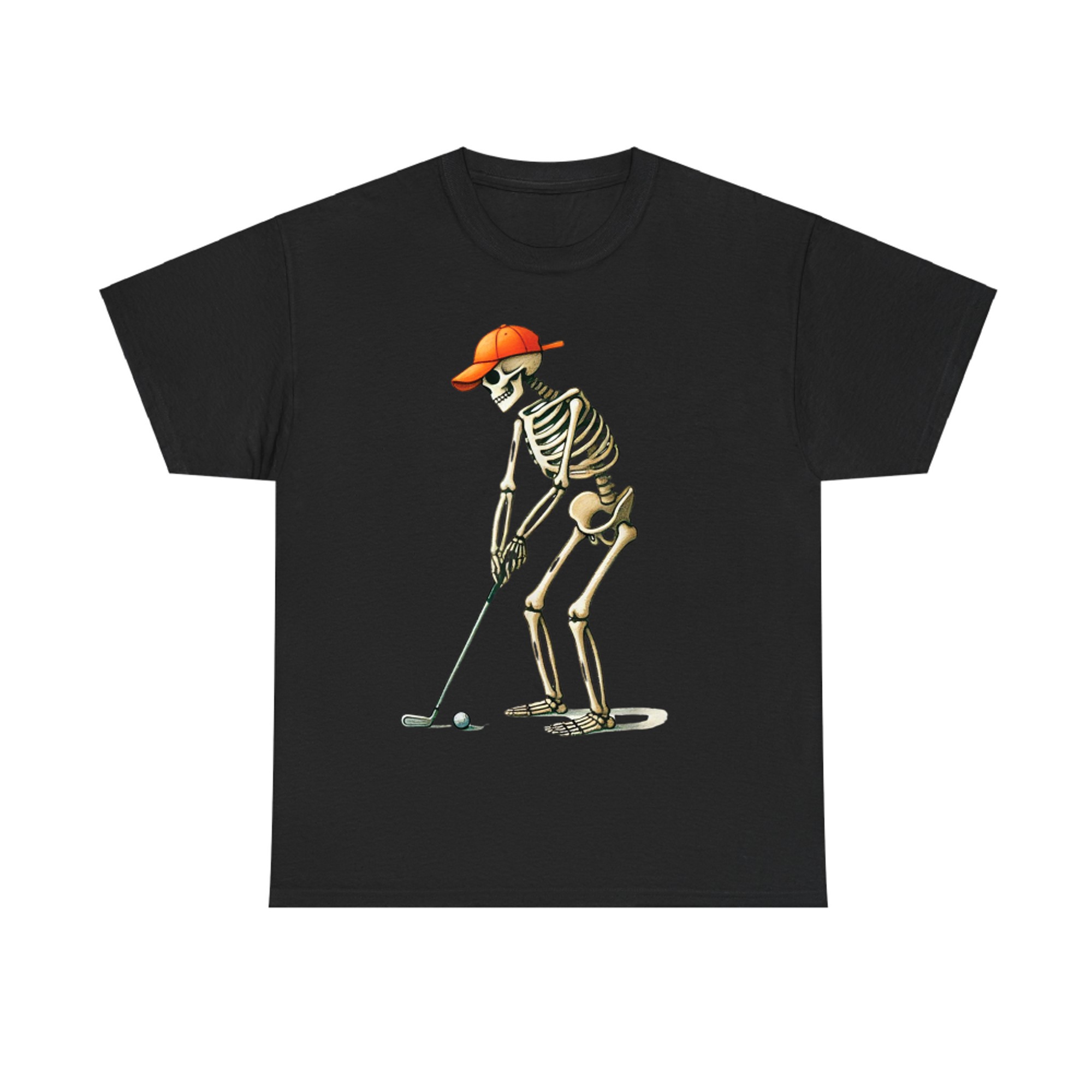 Skeleton Playing Golf Funny Golfer Halloween Sports T-Shirt