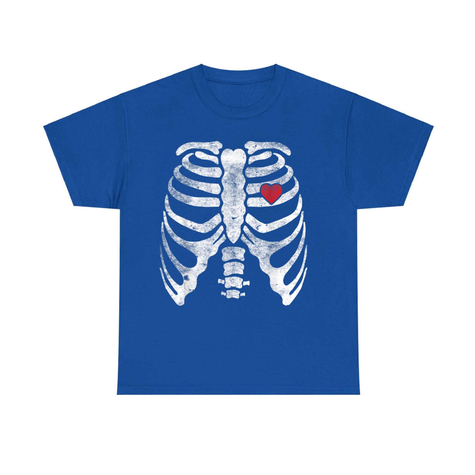 Skeleton Rib Cage with Red Heart Funny X-Ray Halloween T-Shirt