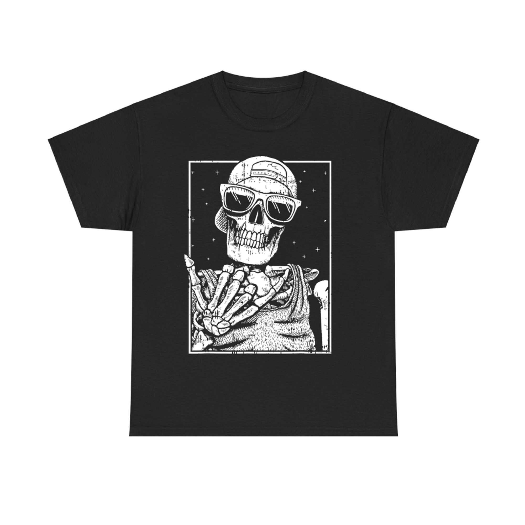 Cool Skeleton Rock Hand Sign Gothic Music T-Shirt