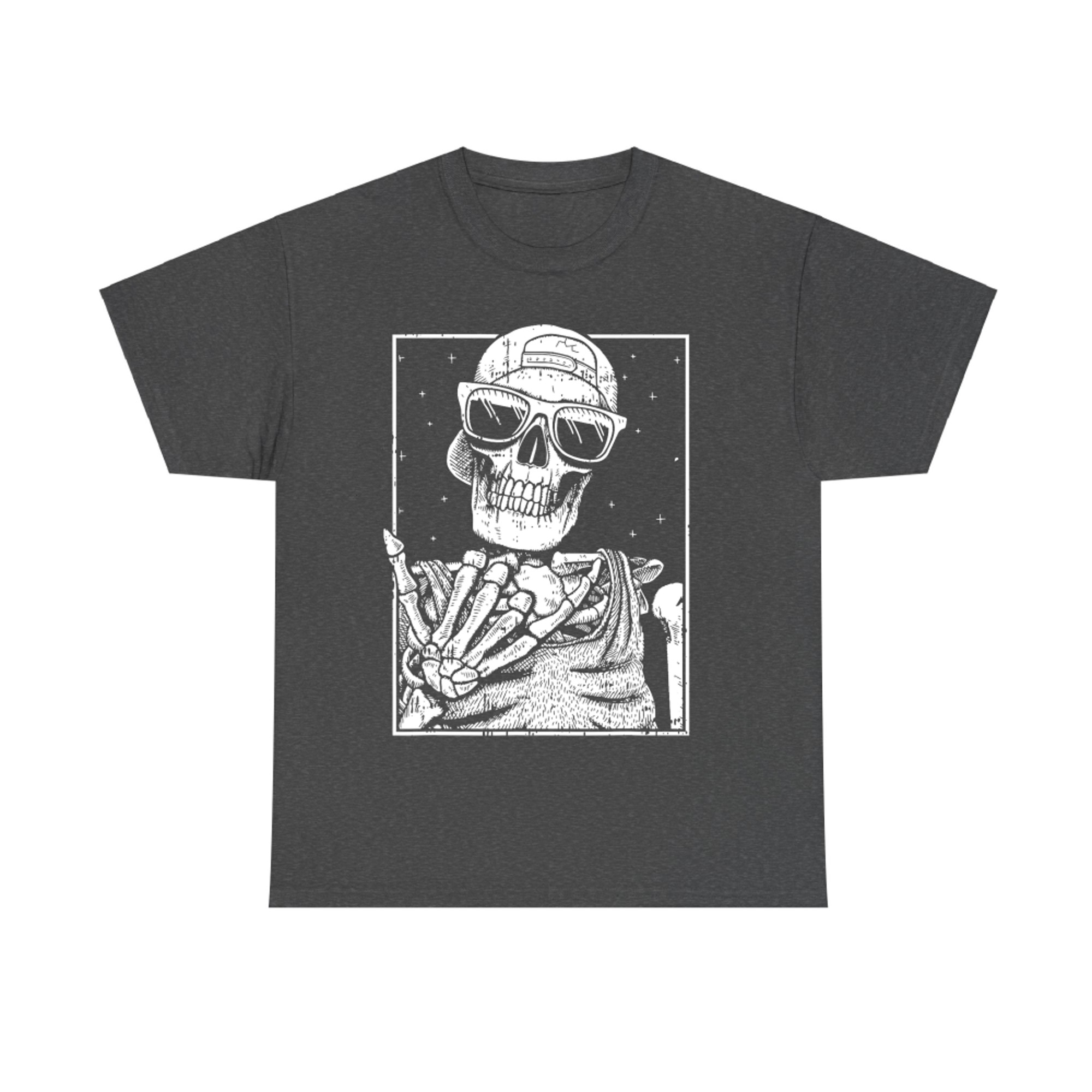 Cool Skeleton Rock Hand Sign Gothic Music T-Shirt