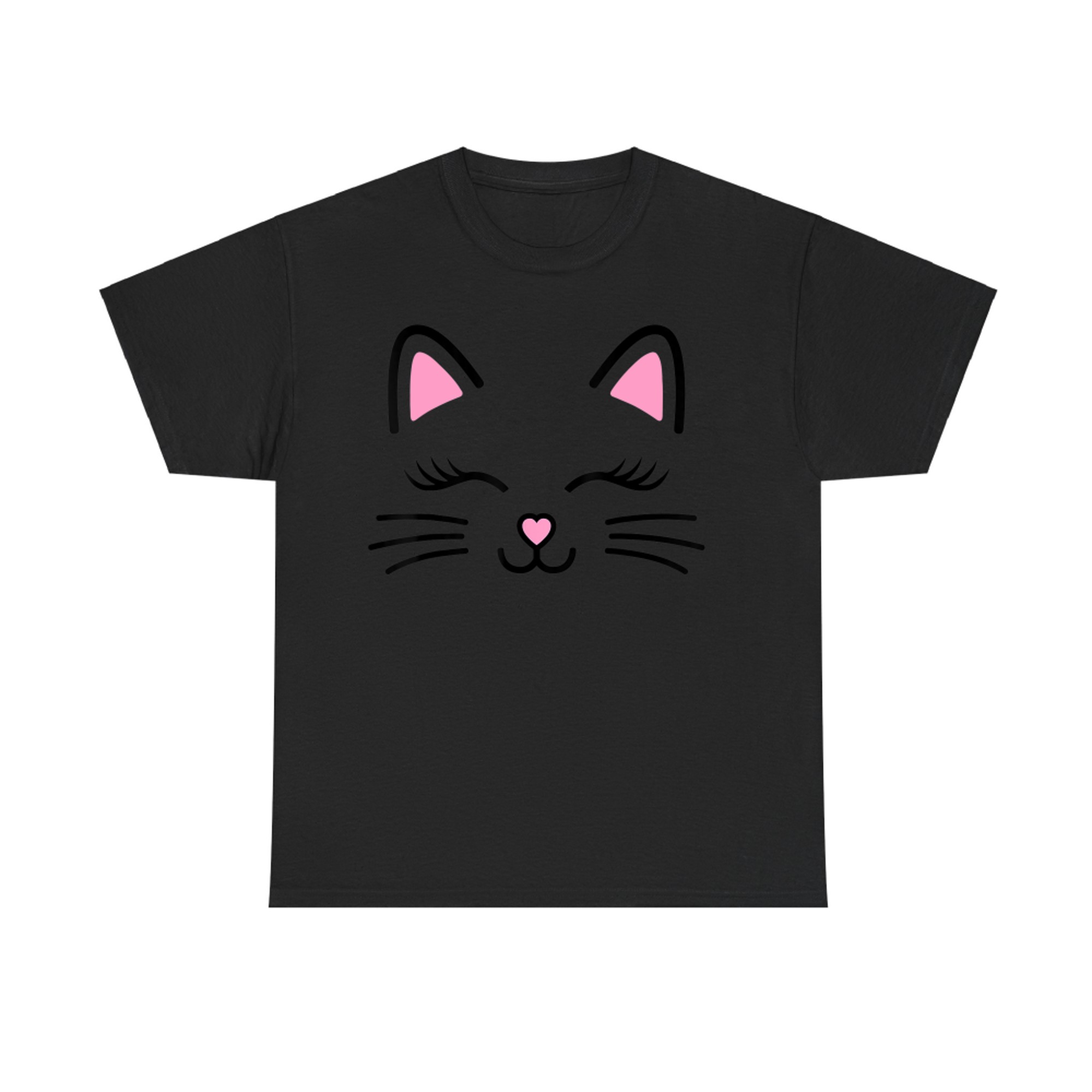 Cute Pink Cat Face Whiskers Cosplay Costume Halloween T-Shirt