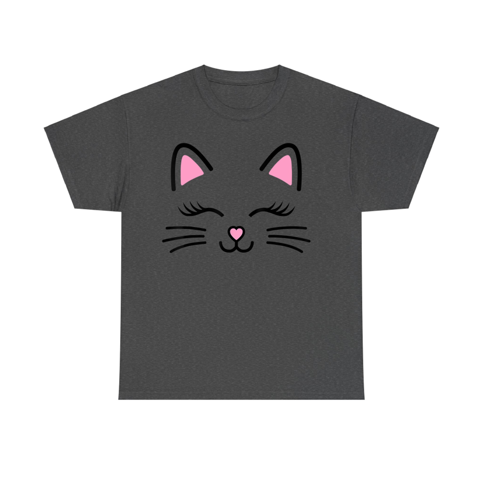 Cute Pink Cat Face Whiskers Cosplay Costume Halloween T-Shirt