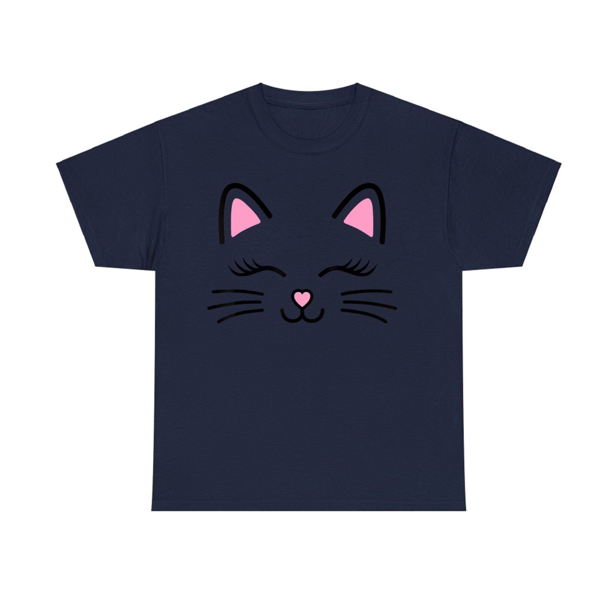Cute Pink Cat Face Whiskers Cosplay Costume Halloween T-Shirt
