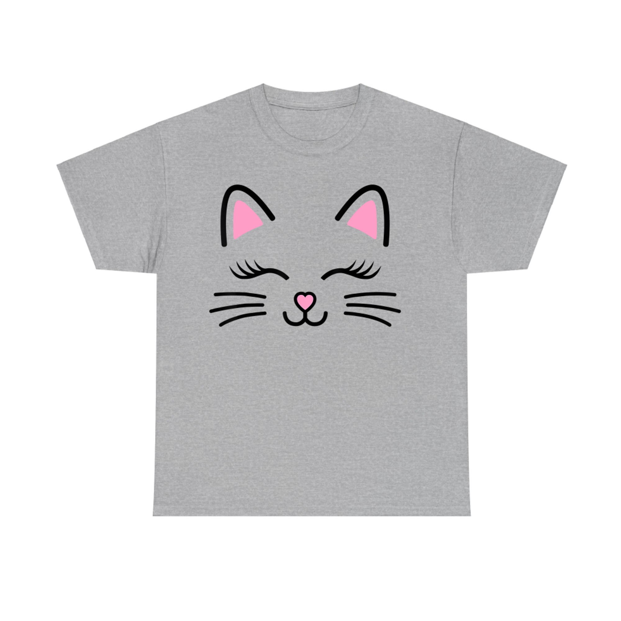 Cute Pink Cat Face Whiskers Cosplay Costume Halloween T-Shirt