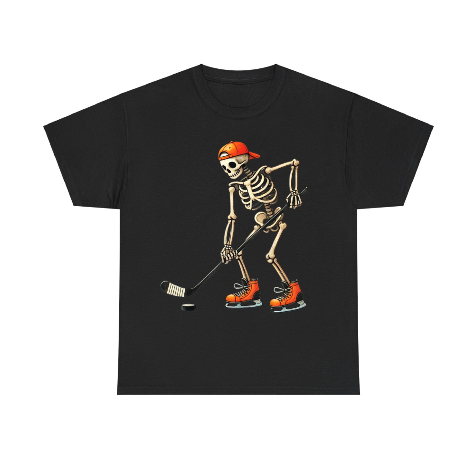 Funny Skeleton Ice Hockey Player Halloween Costume T-Shirt