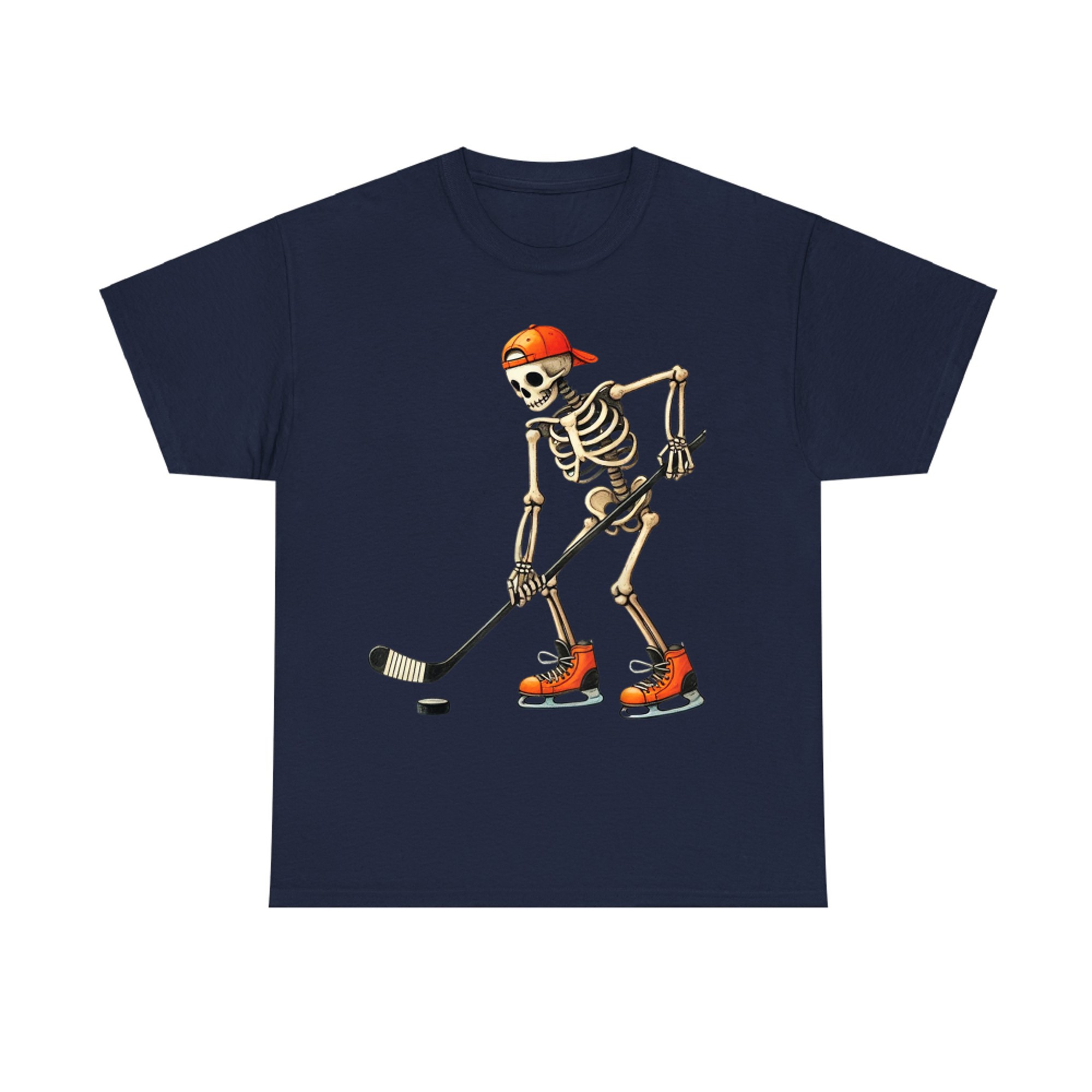 Funny Skeleton Ice Hockey Player Halloween Costume T-Shirt