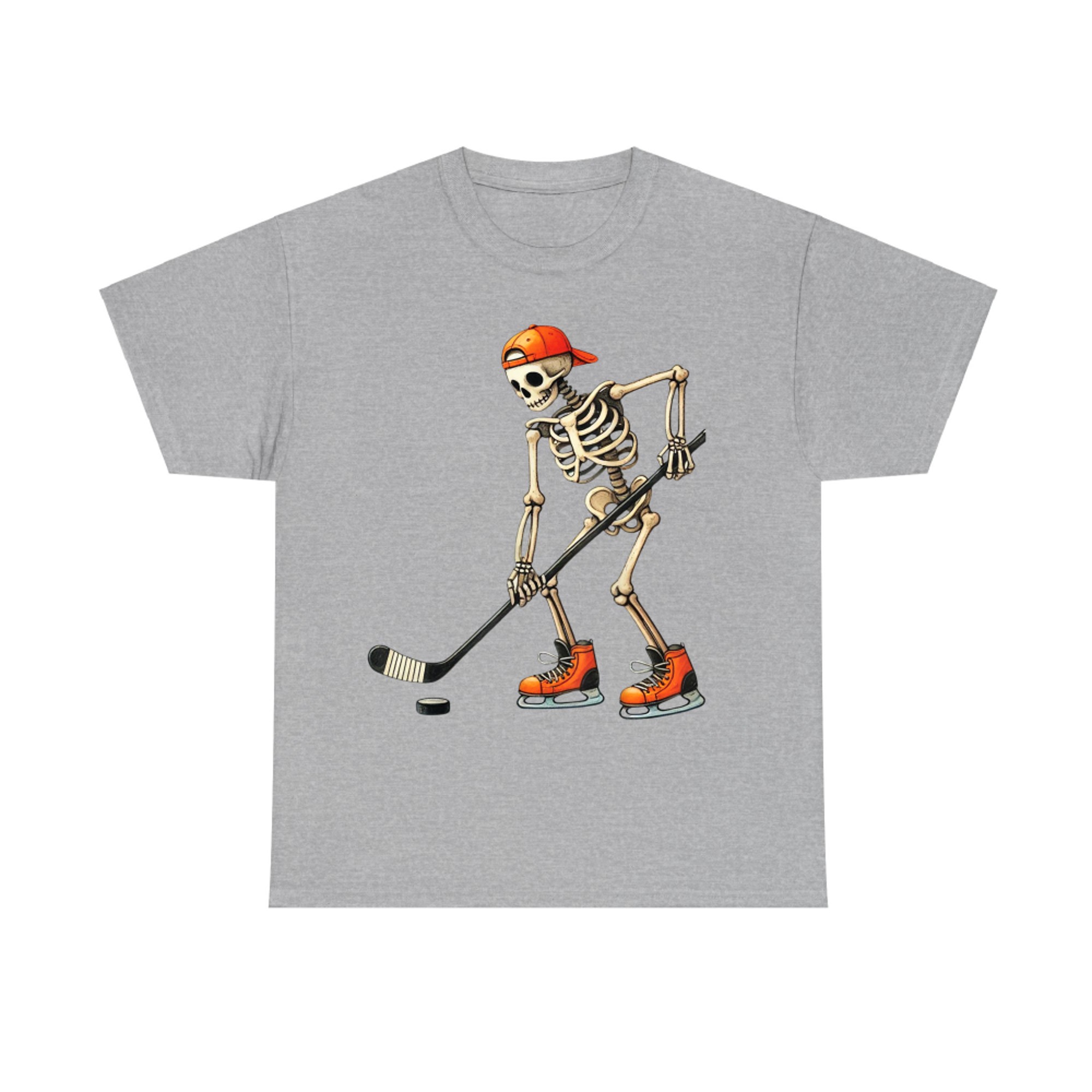 Funny Skeleton Ice Hockey Player Halloween Costume T-Shirt
