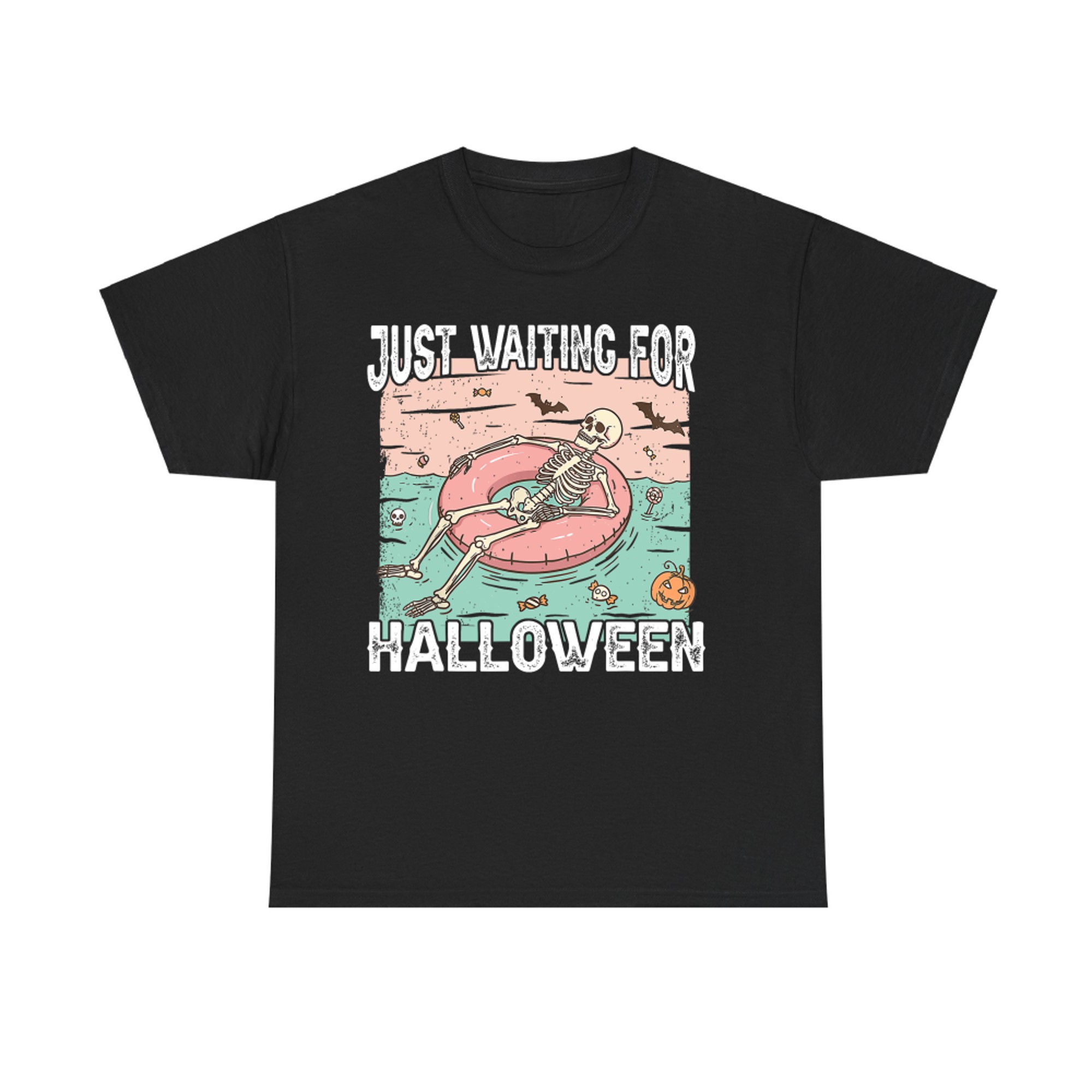 Just Waiting For Halloween Spooky Summer Skeleton T-Shirt