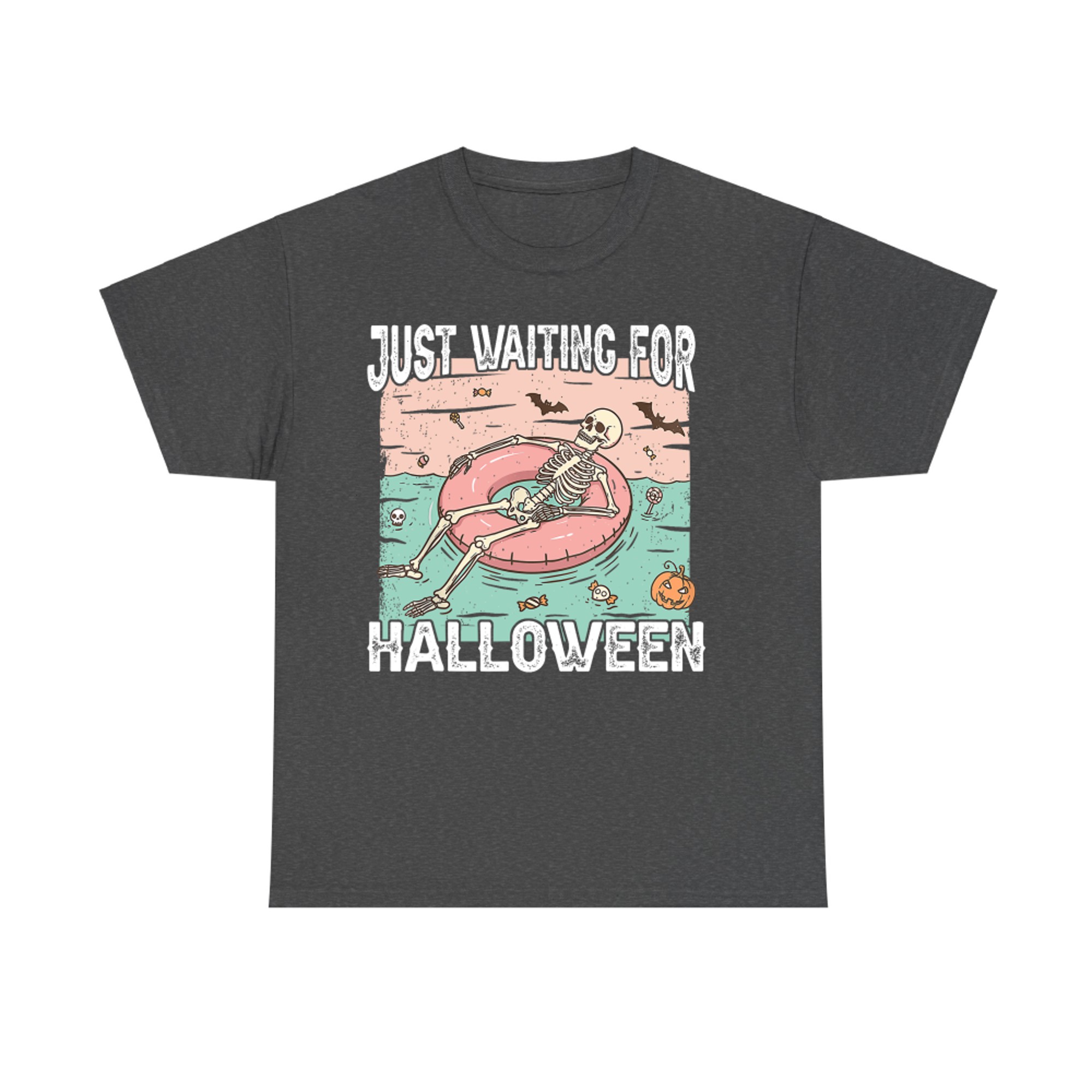 Just Waiting For Halloween Spooky Summer Skeleton T-Shirt
