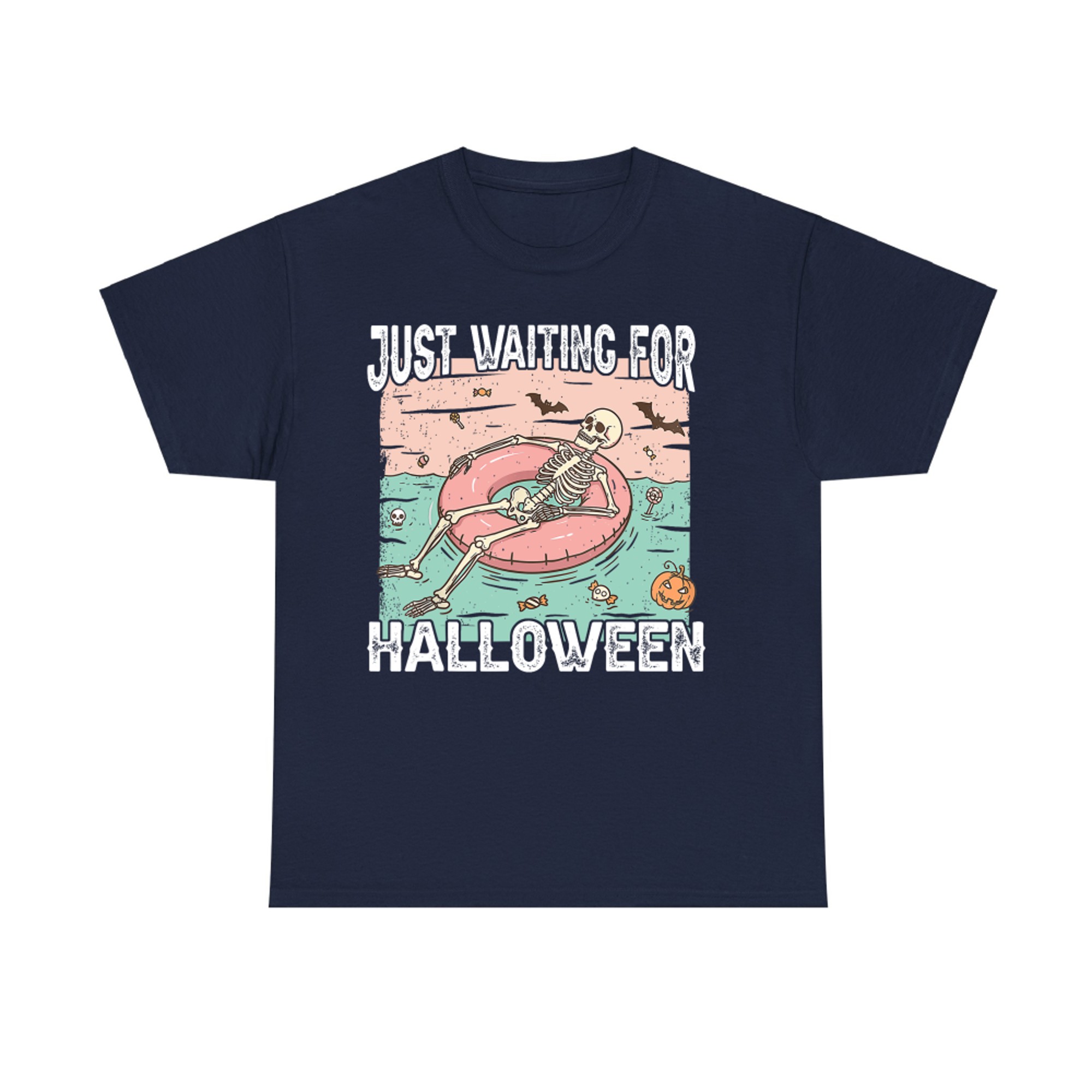 Just Waiting For Halloween Spooky Summer Skeleton T-Shirt