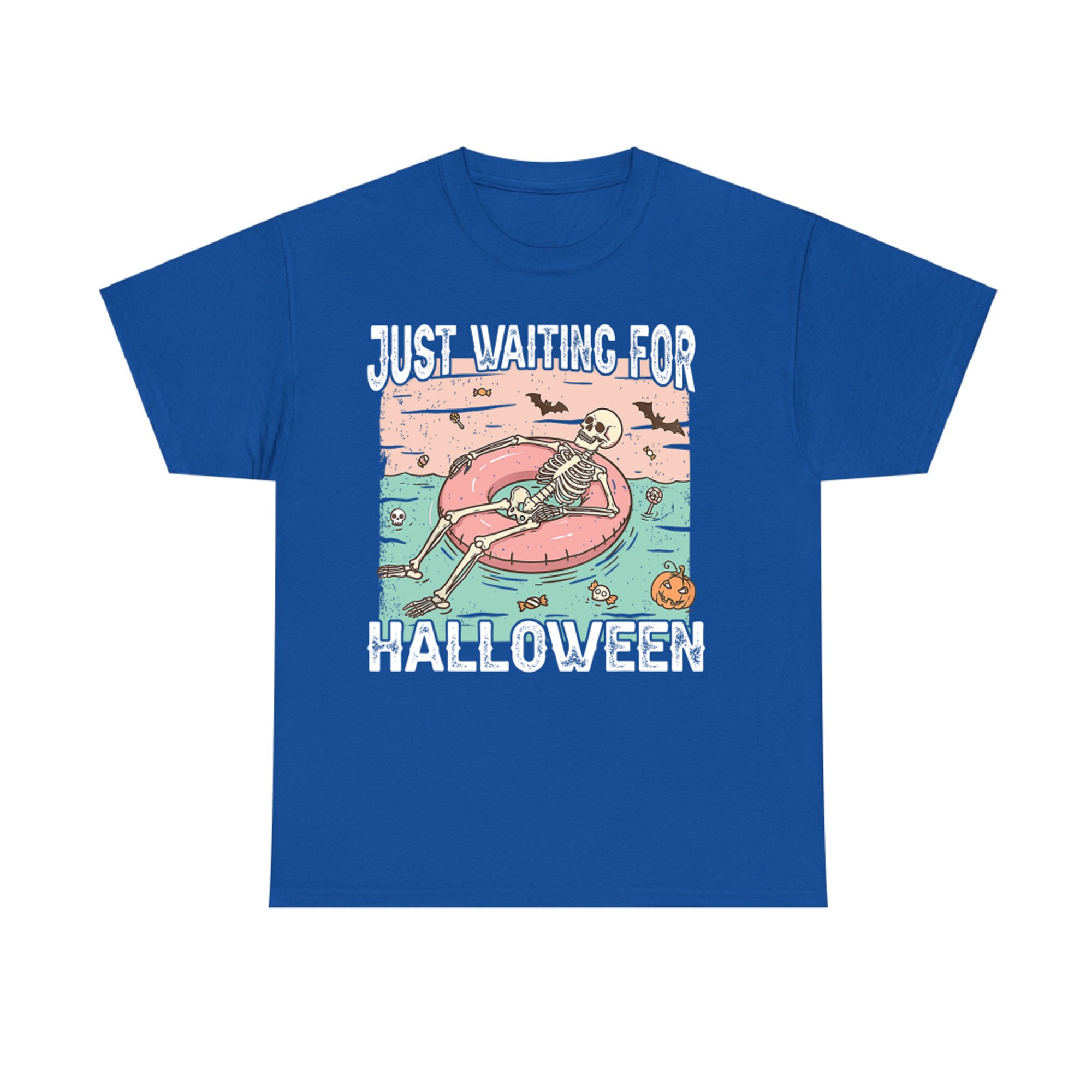 Just Waiting For Halloween Spooky Summer Skeleton T-Shirt