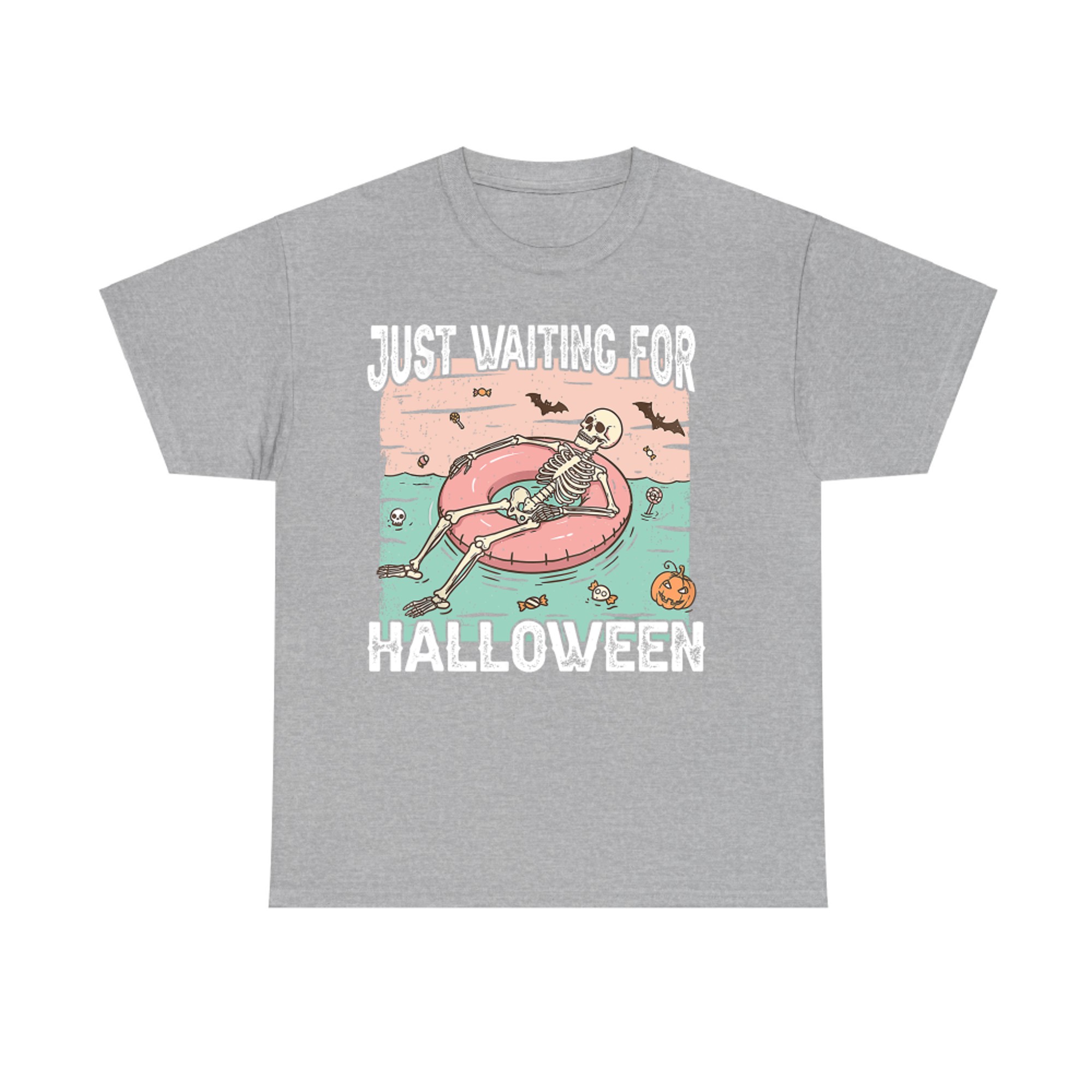 Just Waiting For Halloween Spooky Summer Skeleton T-Shirt