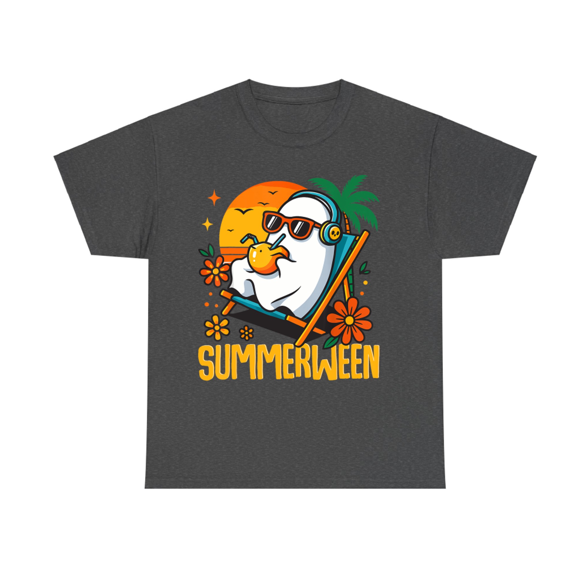 Summerween Ghost Retro Vibe Halloween Beach Costume T-Shirt