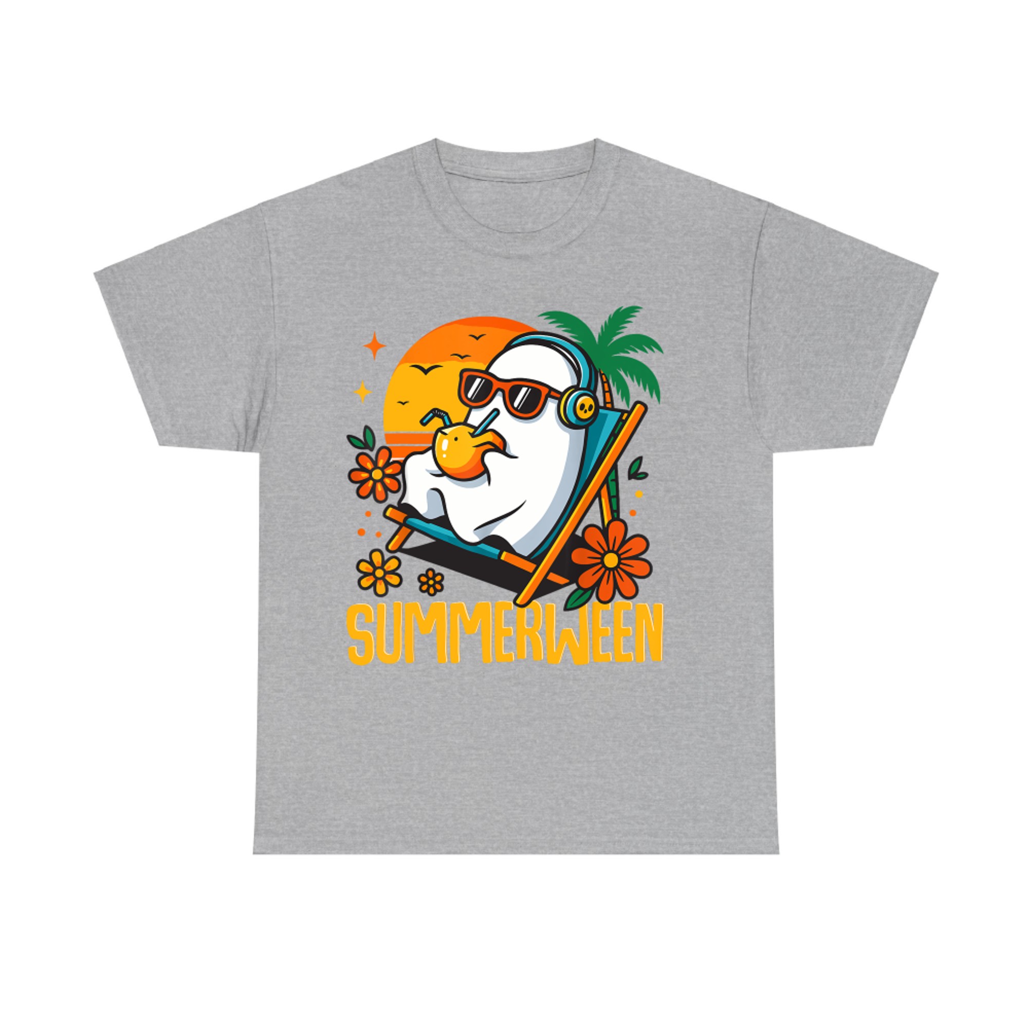 Summerween Ghost Retro Vibe Halloween Beach Costume T-Shirt
