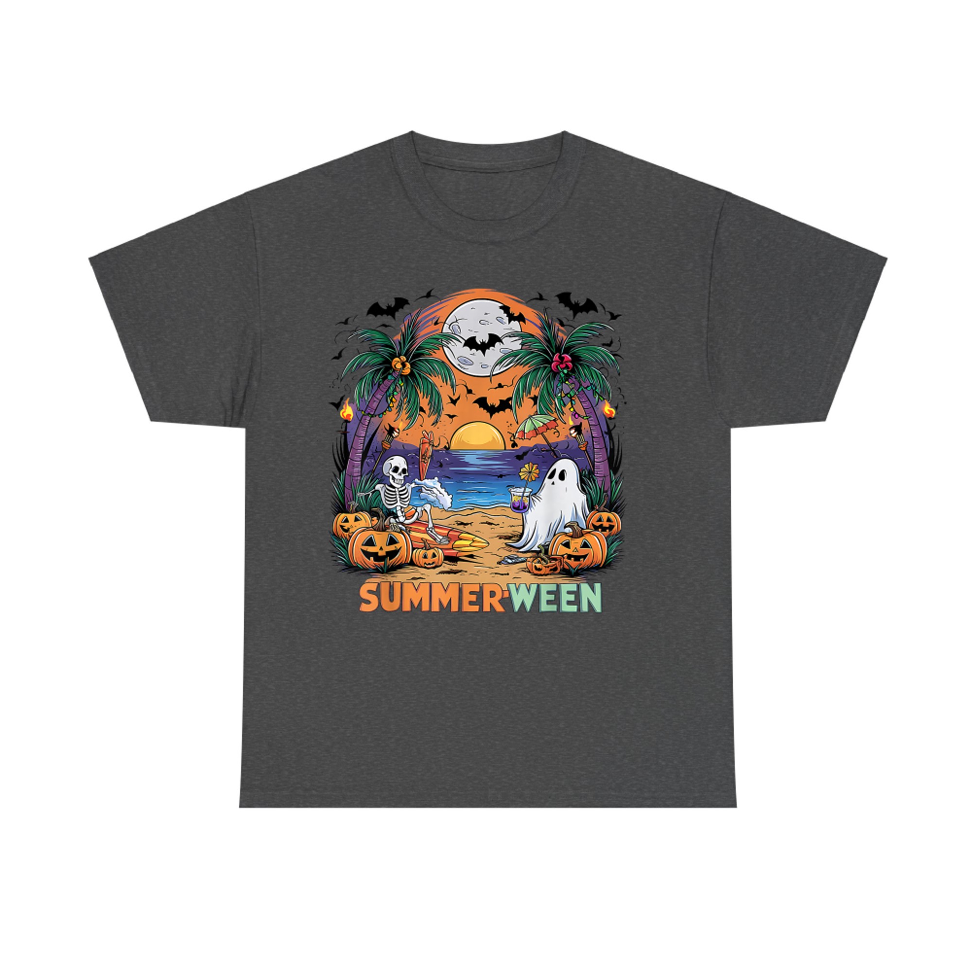 Summerween Skeleton Ghost Beach Party Halloween Vibe T-Shirt