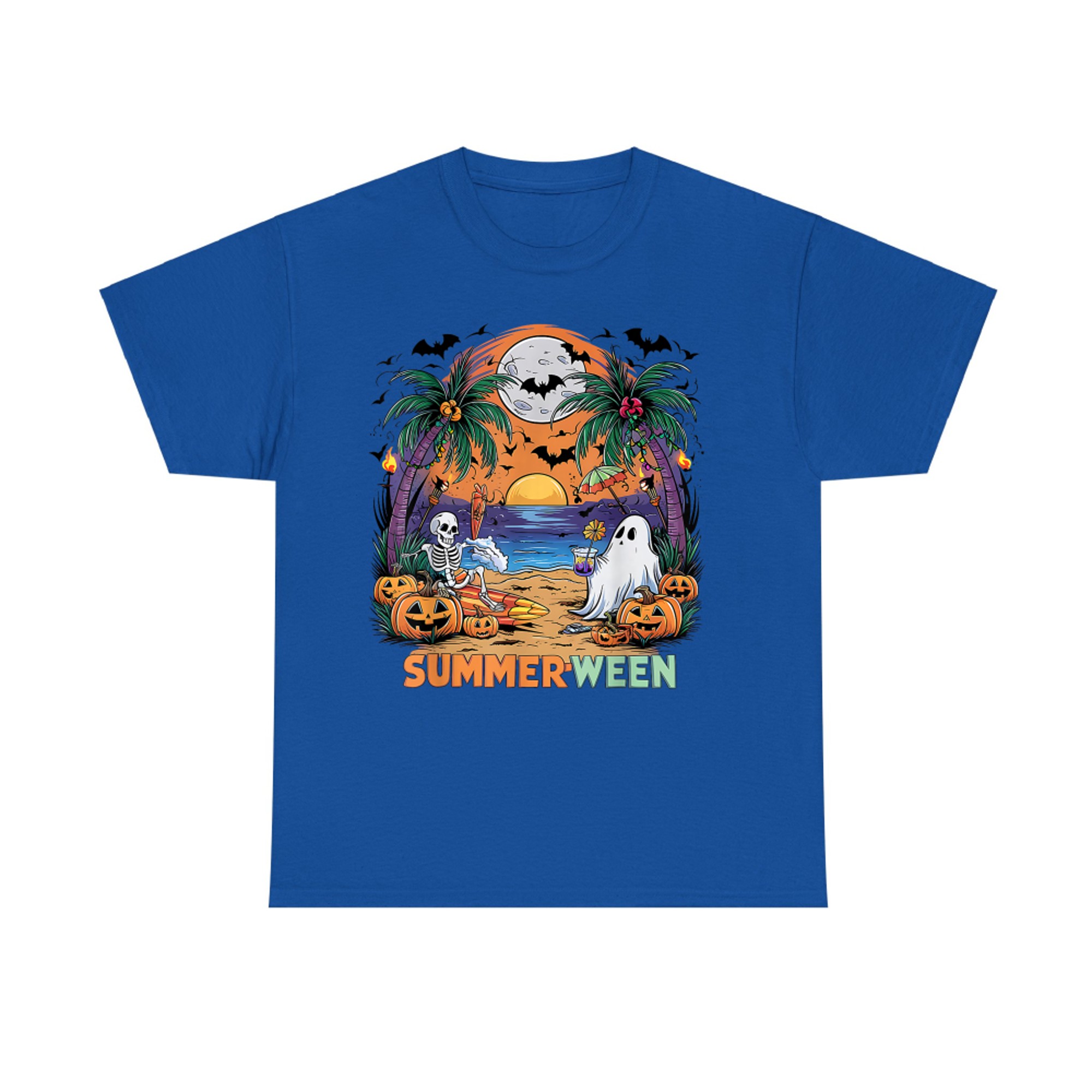Summerween Skeleton Ghost Beach Party Halloween Vibe T-Shirt