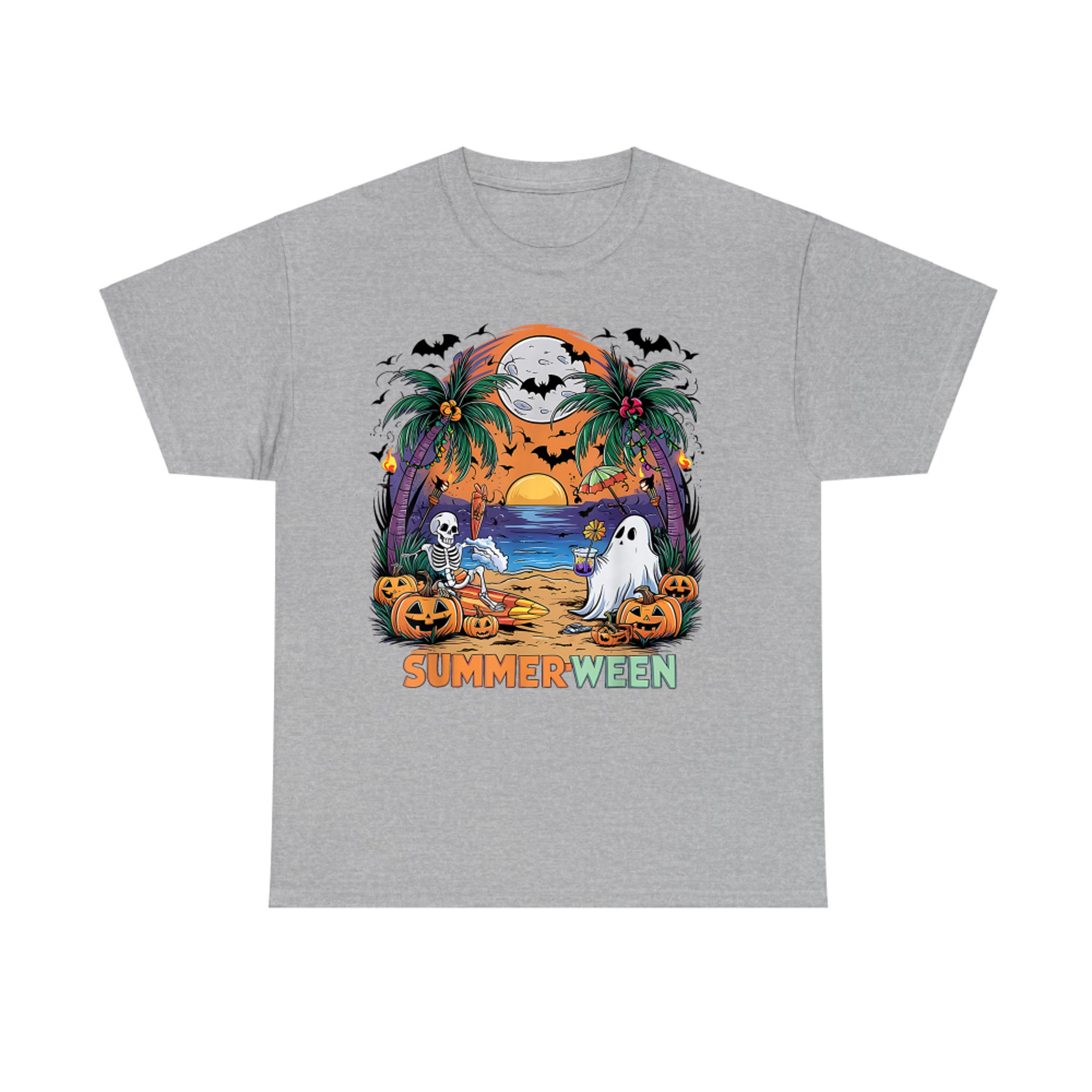 Summerween Skeleton Ghost Beach Party Halloween Vibe T-Shirt