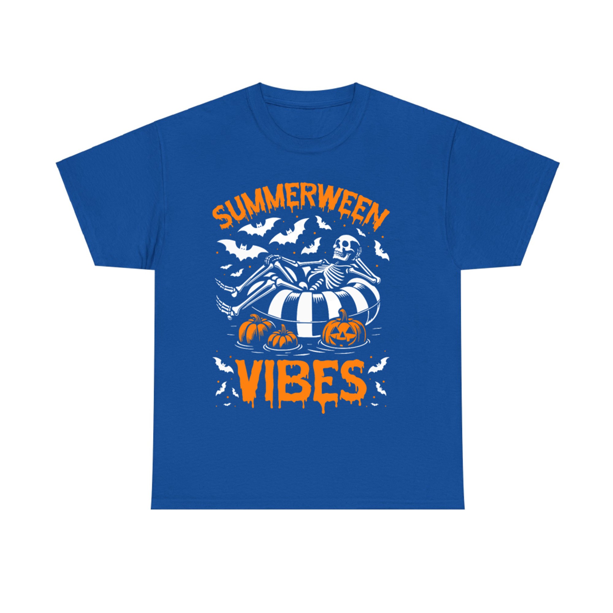 Summerween Vibes Halloween Pool Skeleton Jack O’Lantern Spooky T-Shirt
