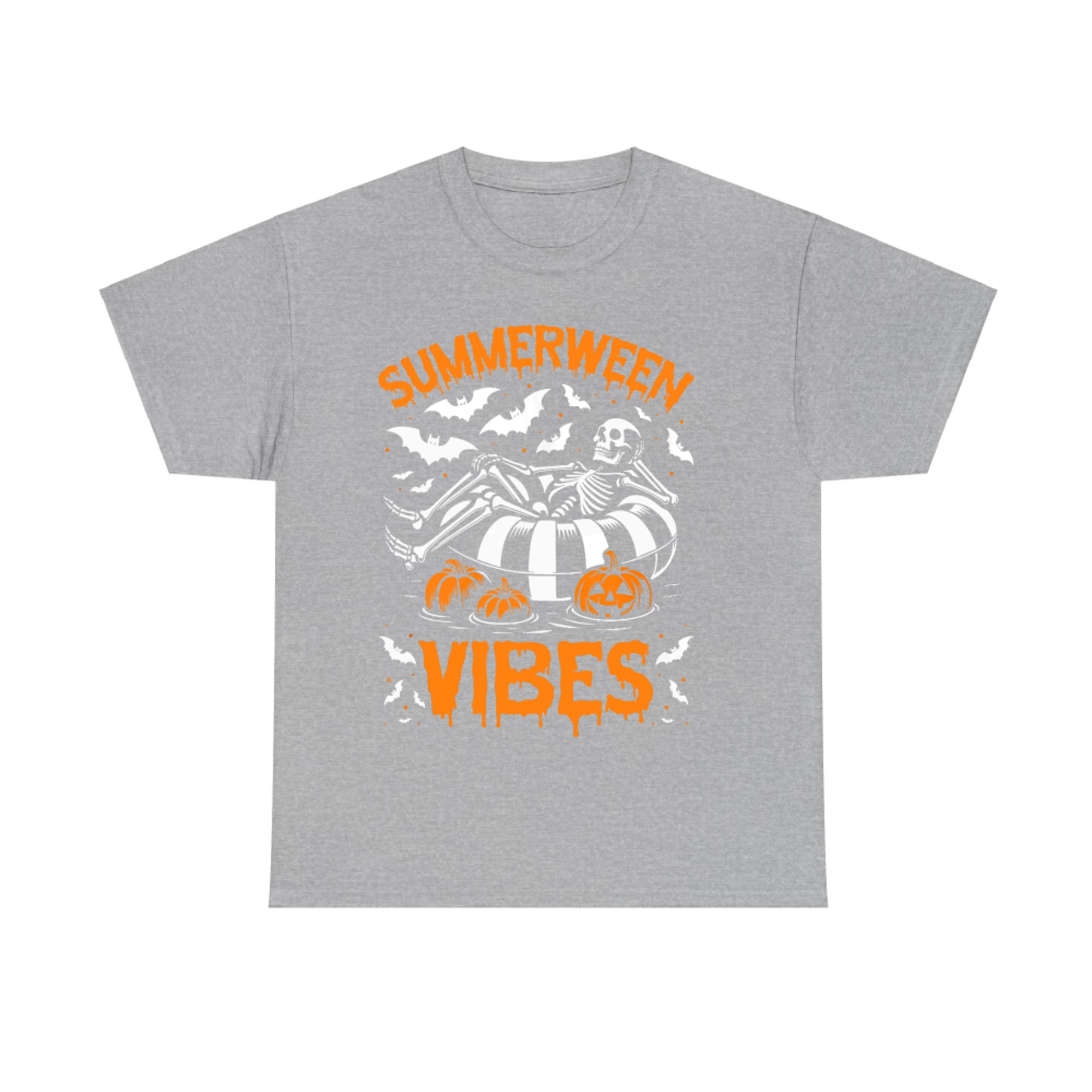 Summerween Vibes Halloween Pool Skeleton Jack O’Lantern Spooky T-Shirt
