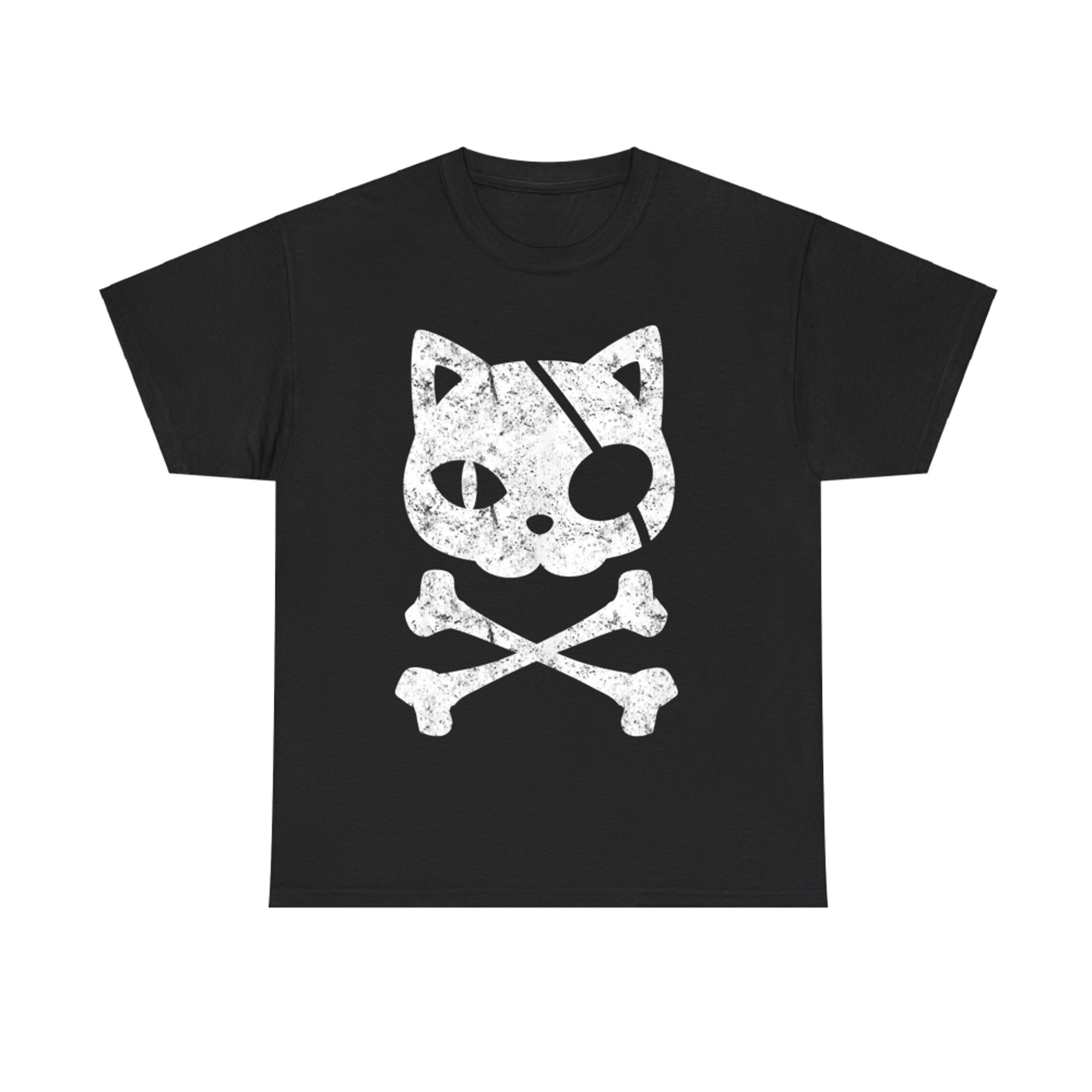 Vintage Pirate Cat Kitten Halloween Skull Cross Bones T-Shirt
