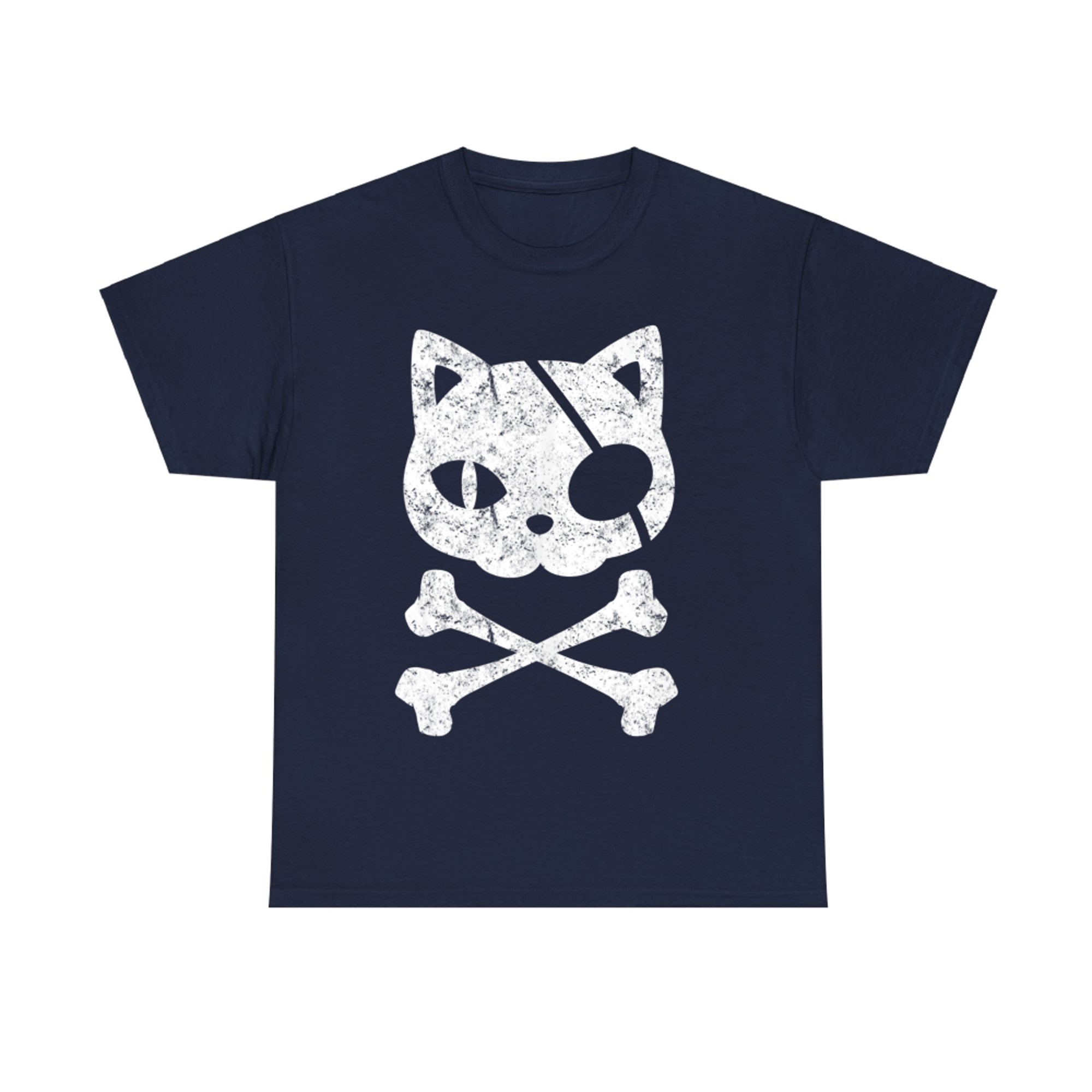 Vintage Pirate Cat Kitten Halloween Skull Cross Bones T-Shirt