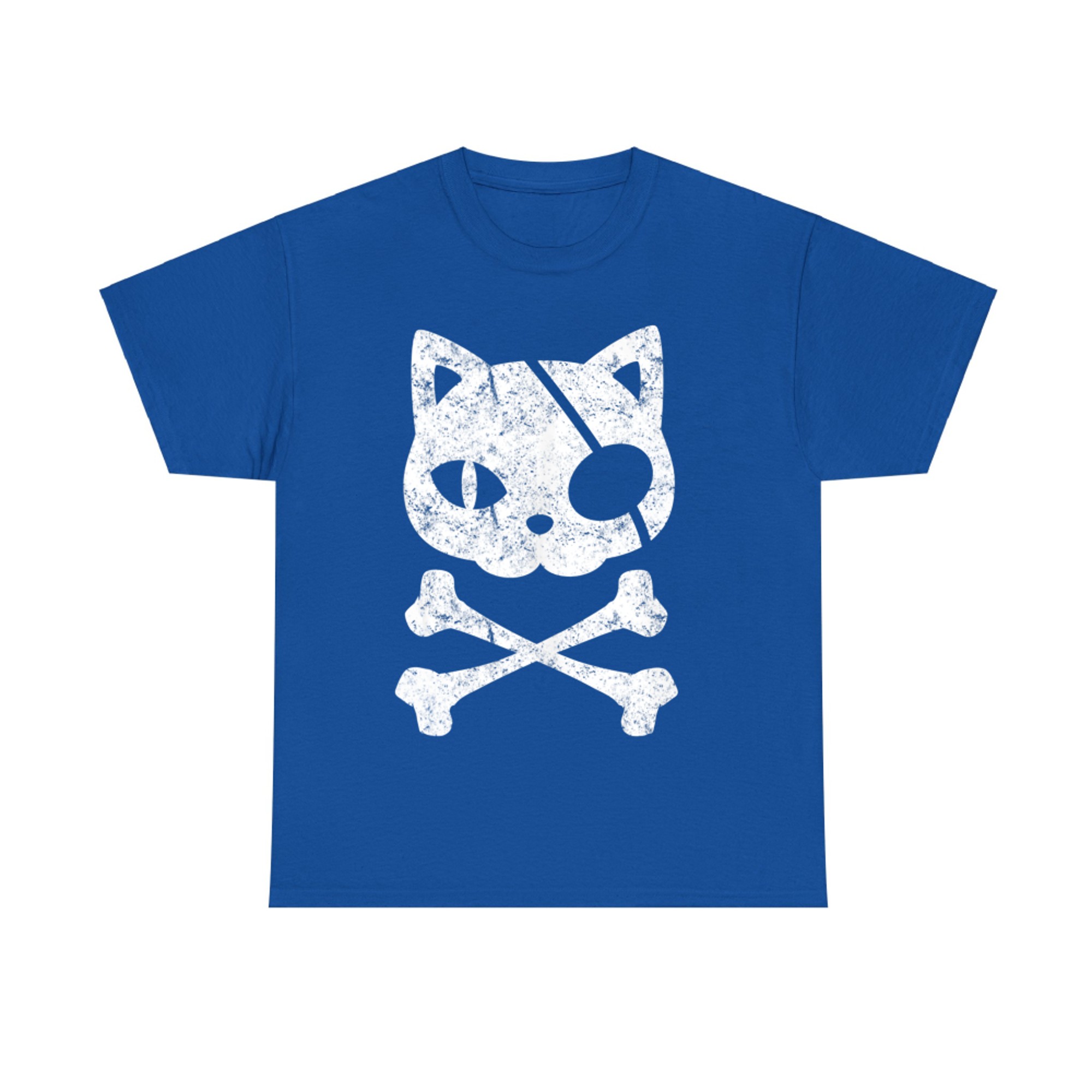 Vintage Pirate Cat Kitten Halloween Skull Cross Bones T-Shirt
