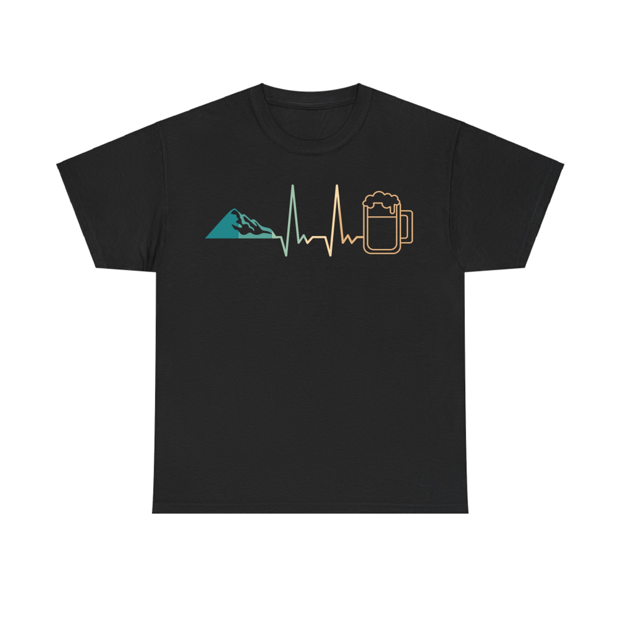 Heartbeat Mountains and Beer Beer Mug Funny Hiking
