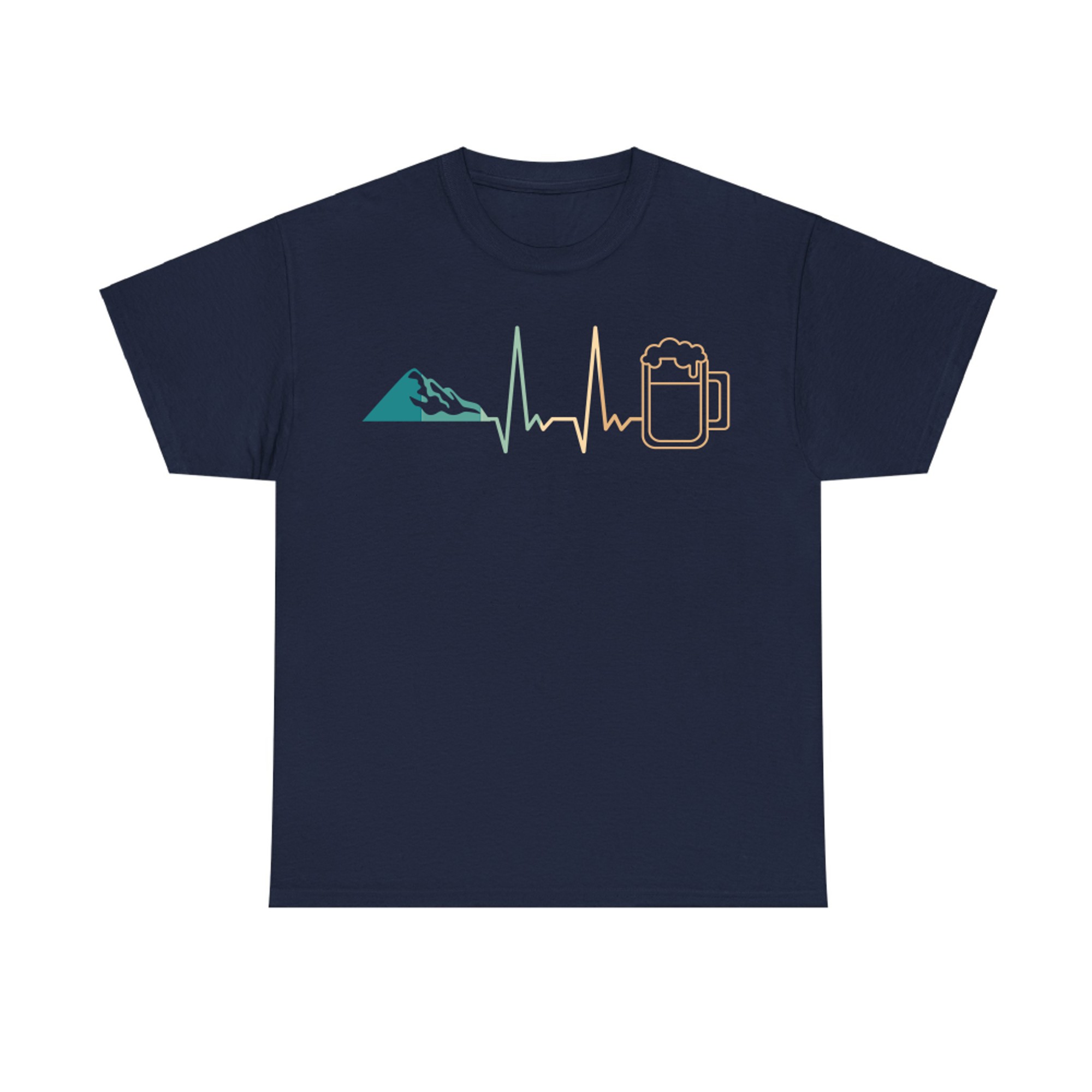 Heartbeat Mountains and Beer Beer Mug Funny Hiking