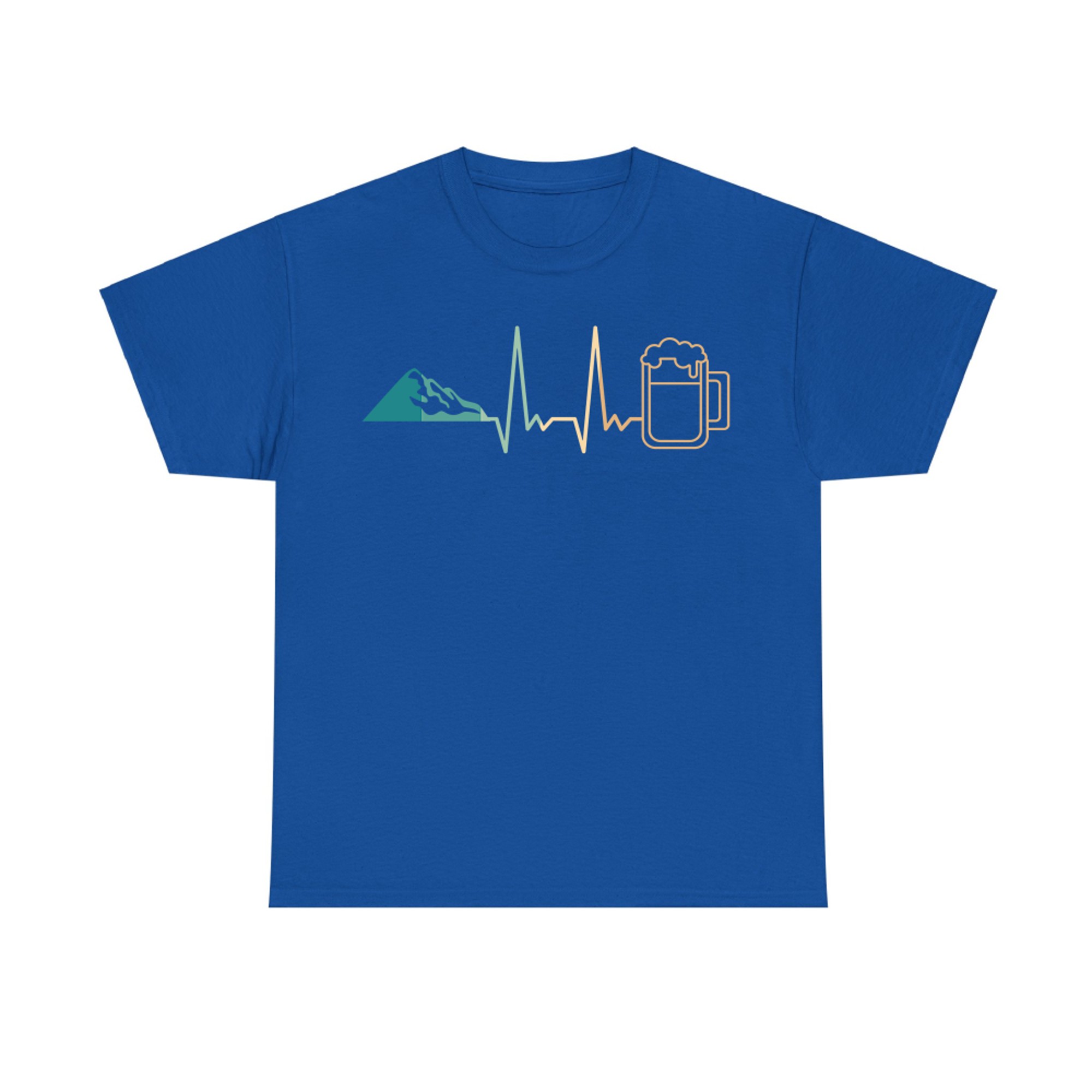 Heartbeat Mountains and Beer Beer Mug Funny Hiking