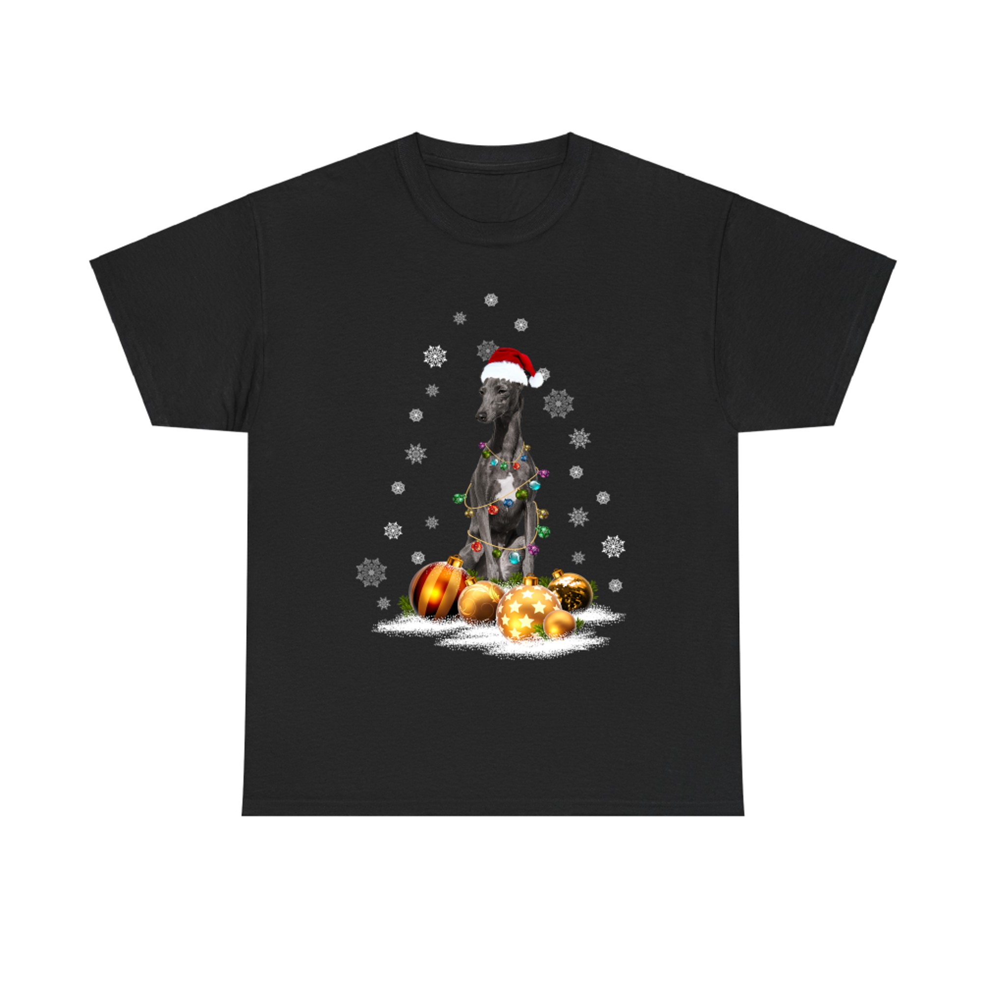 Xmas Greyhound Dog Christmas Lights Santa Reindeer Dog