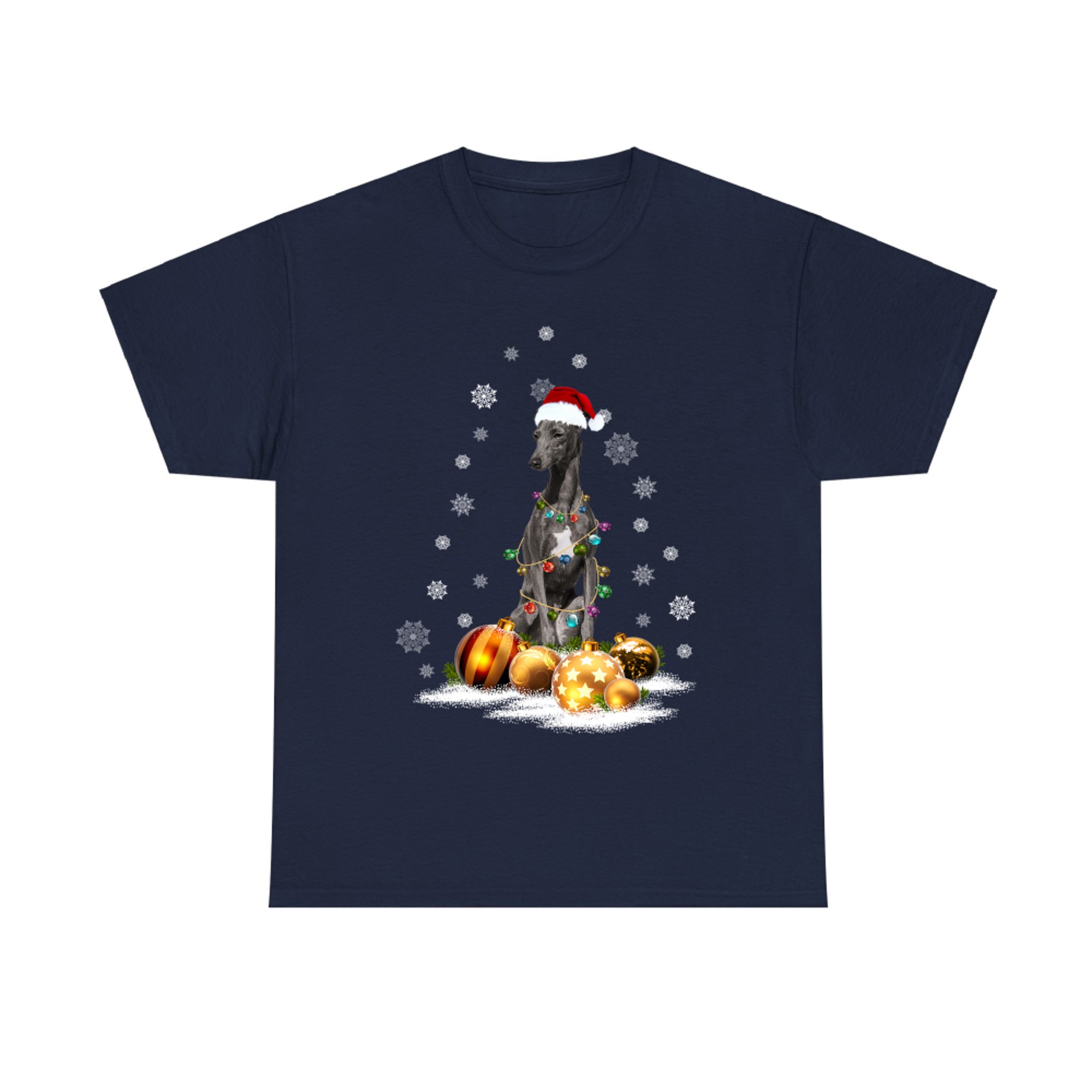 Xmas Greyhound Dog Christmas Lights Santa Reindeer Dog