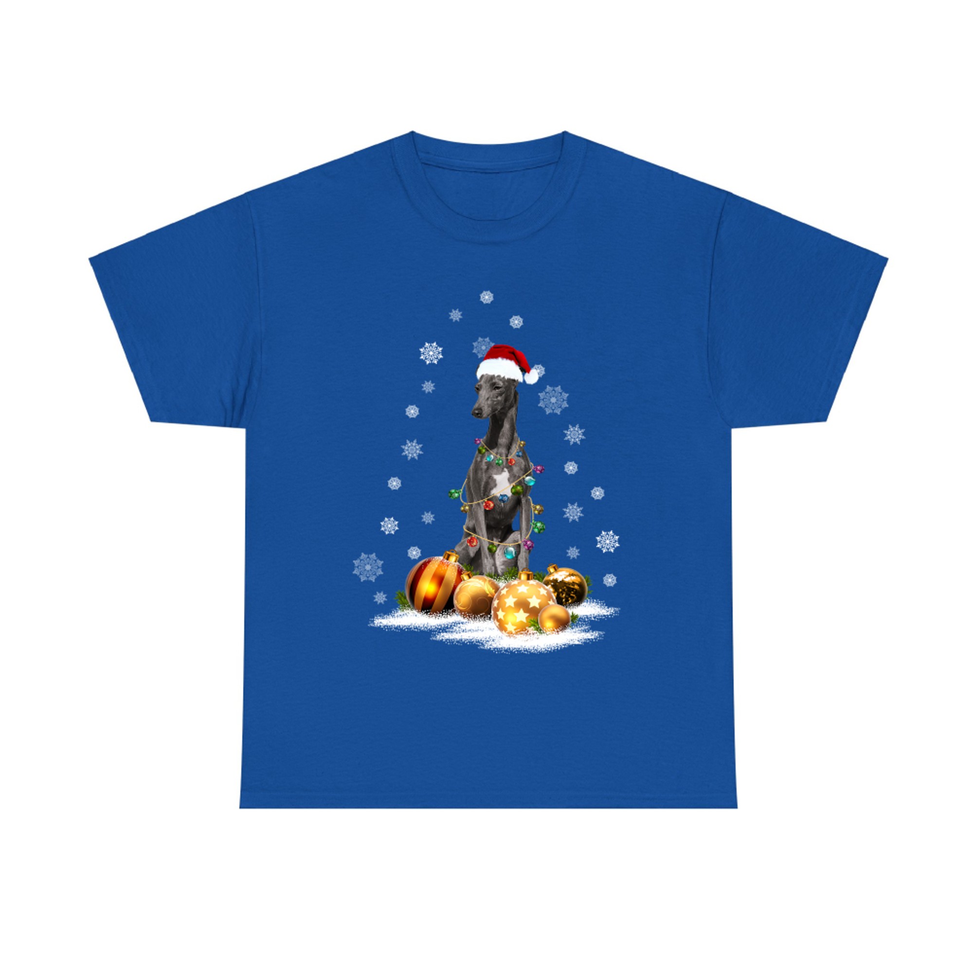 Xmas Greyhound Dog Christmas Lights Santa Reindeer Dog