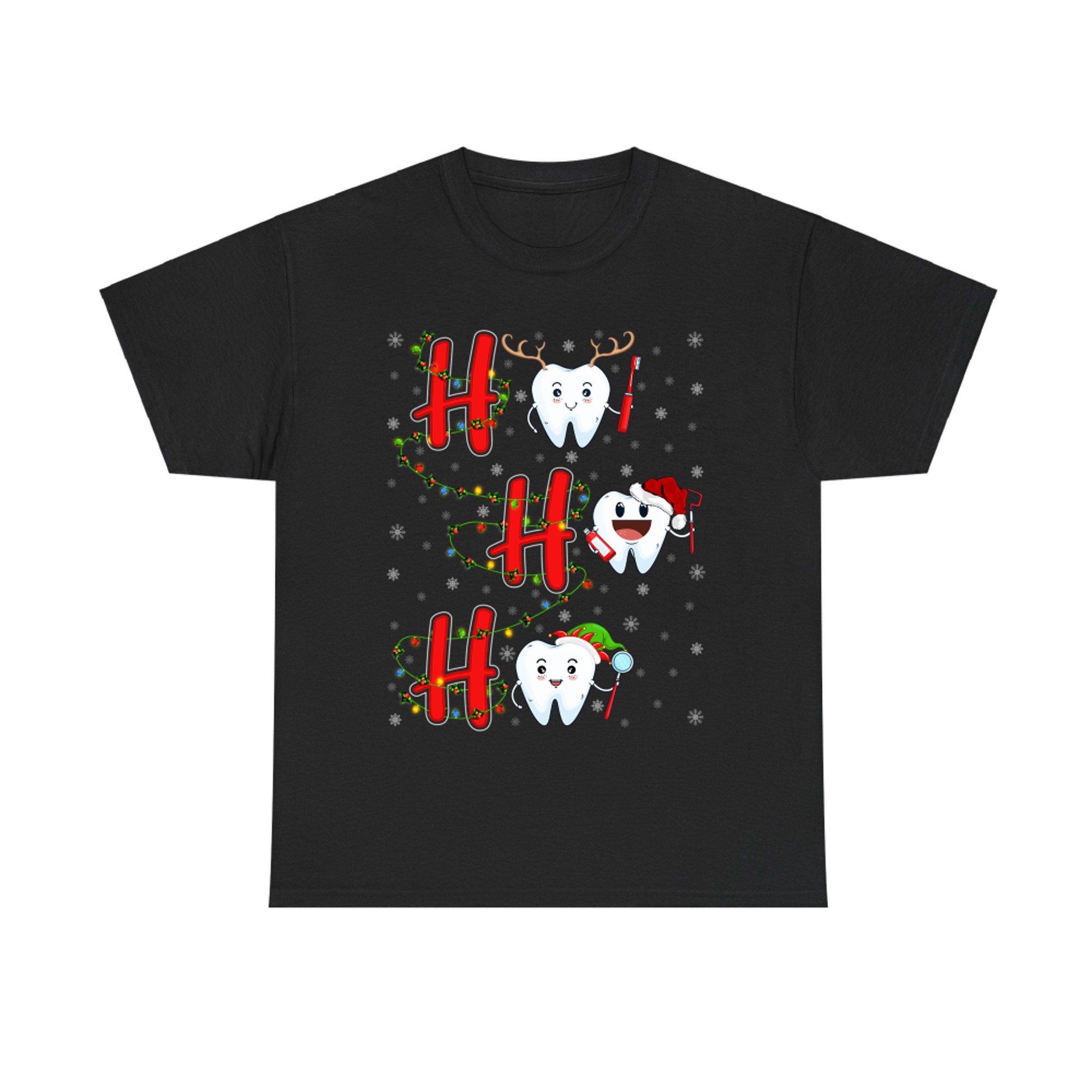 Xmas Lights Tooth Teeth Ho Ho Dentist Christmas Graphic Cool