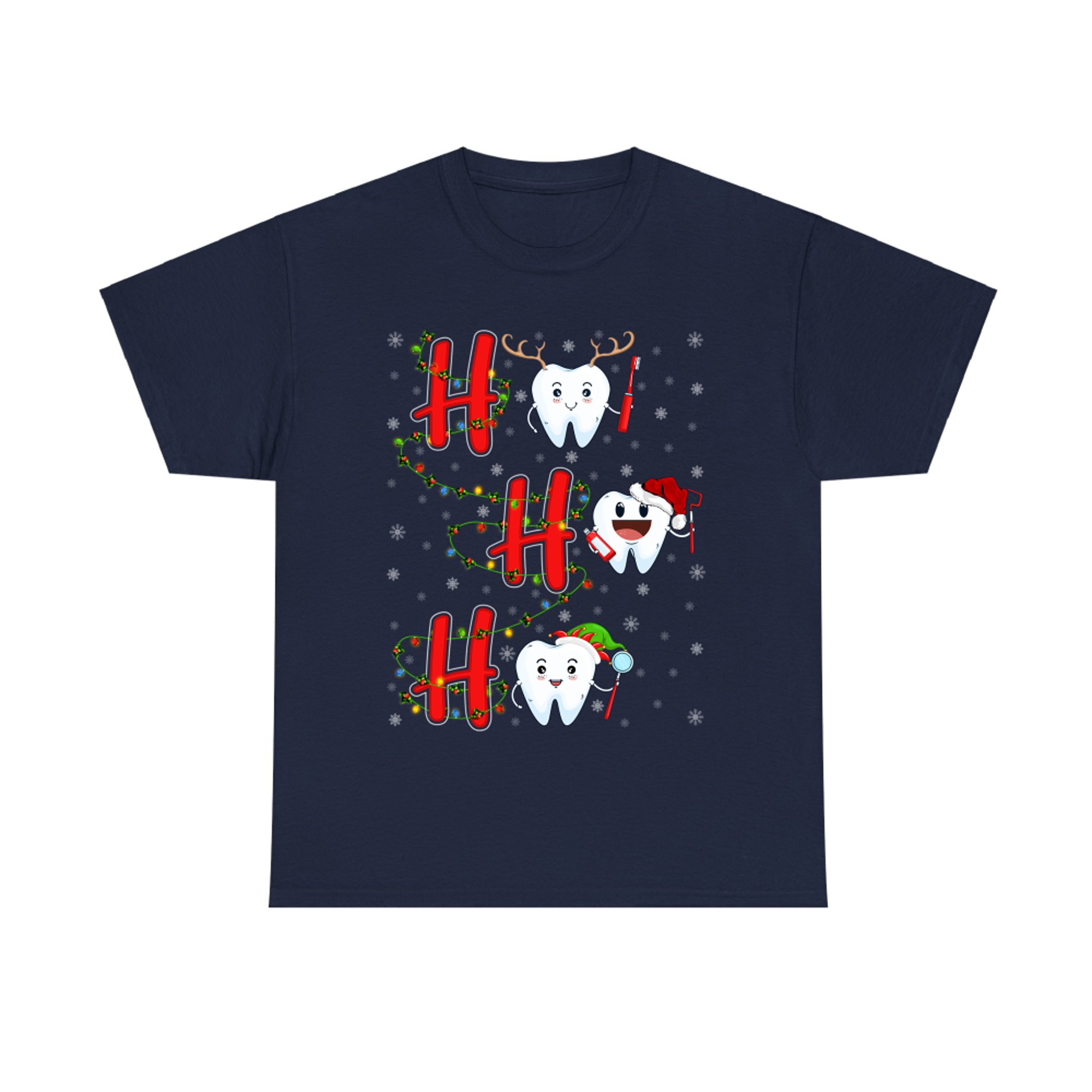 Xmas Lights Tooth Teeth Ho Ho Dentist Christmas Graphic Cool