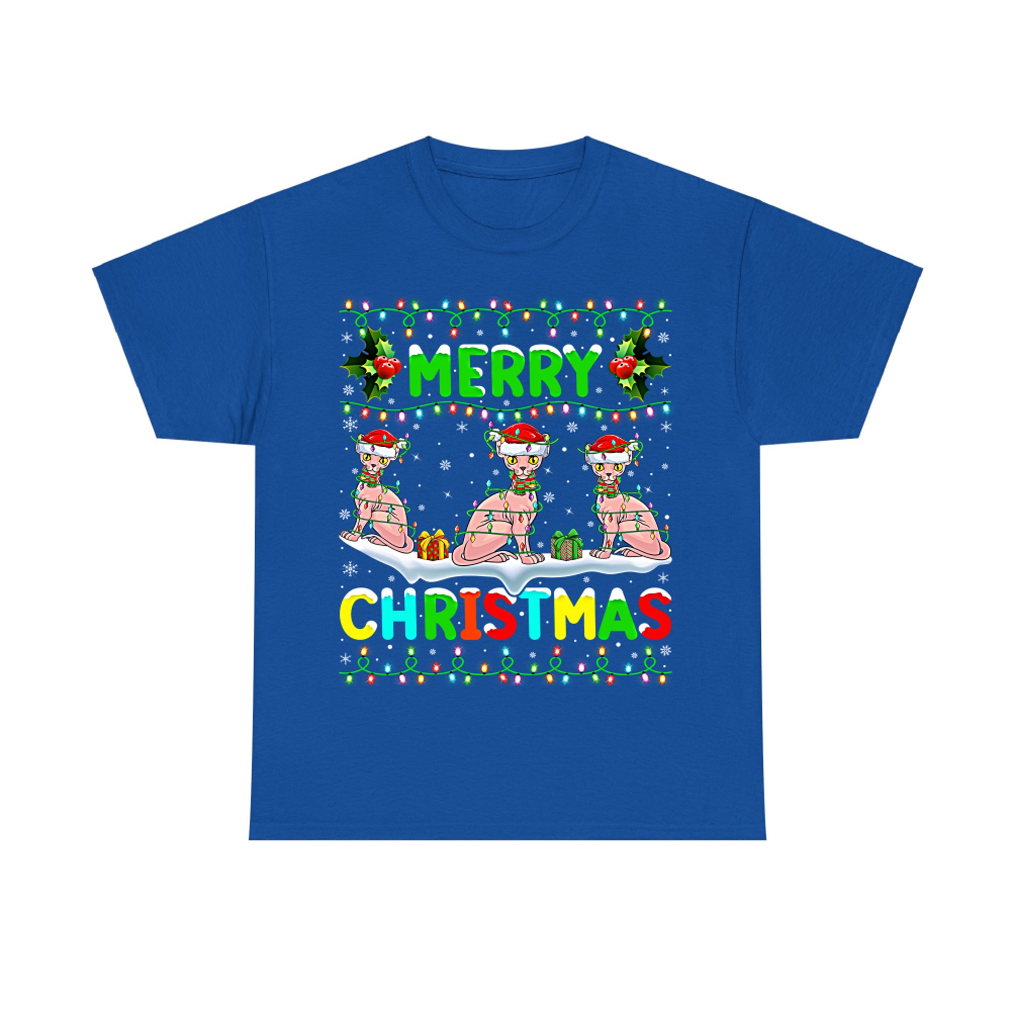 Xmas Sphynx Cat Lighting Santa Merry Christmas Sphynx Cat 