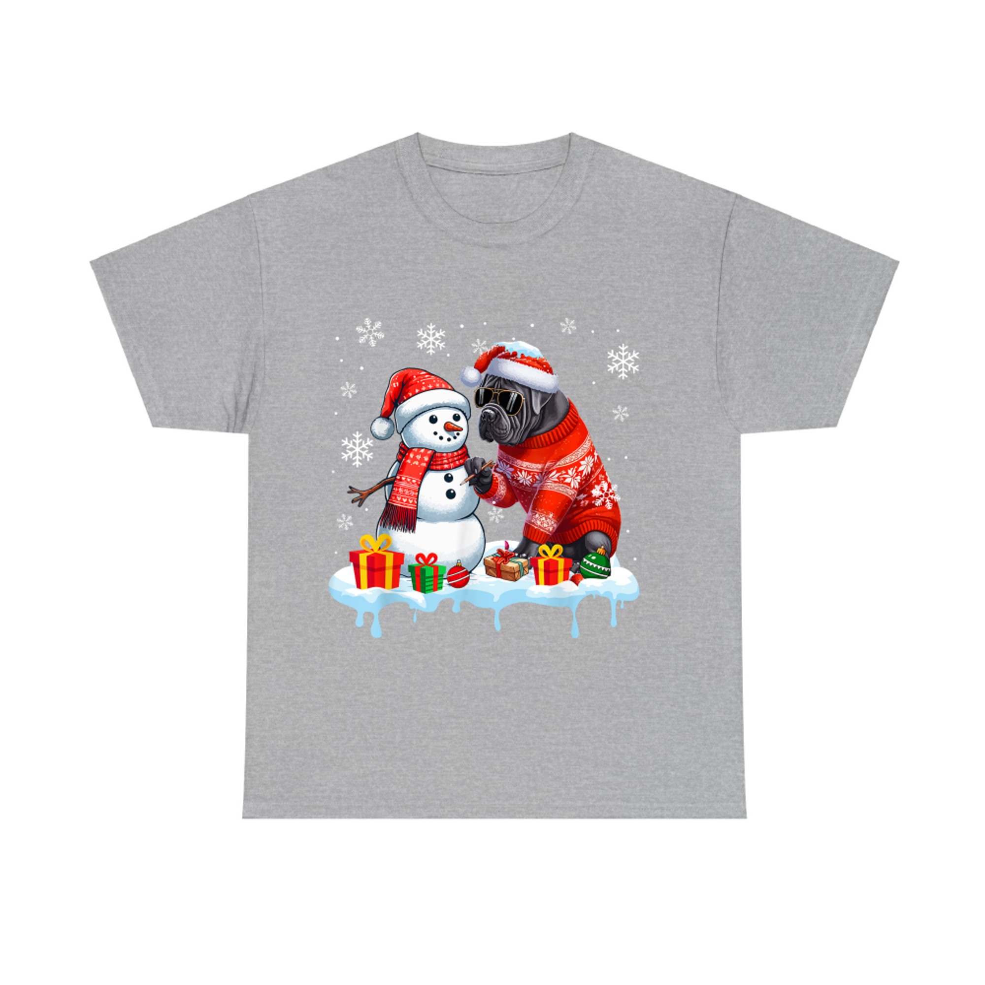 Cane Corso Christmas Cool Dog with Santa Hat and Snowman Scene