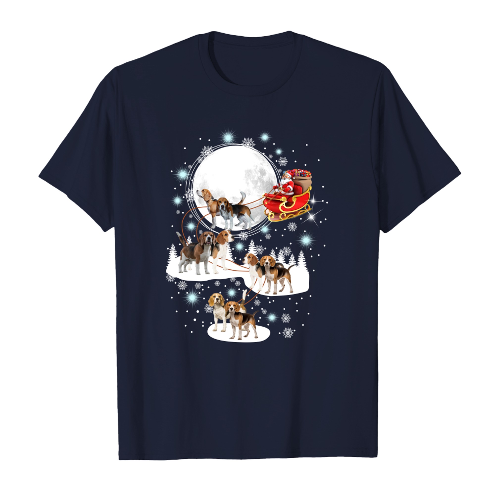 Beagle Christmas Shirts Santa Riding Beagles Reindeer Xmas Gift