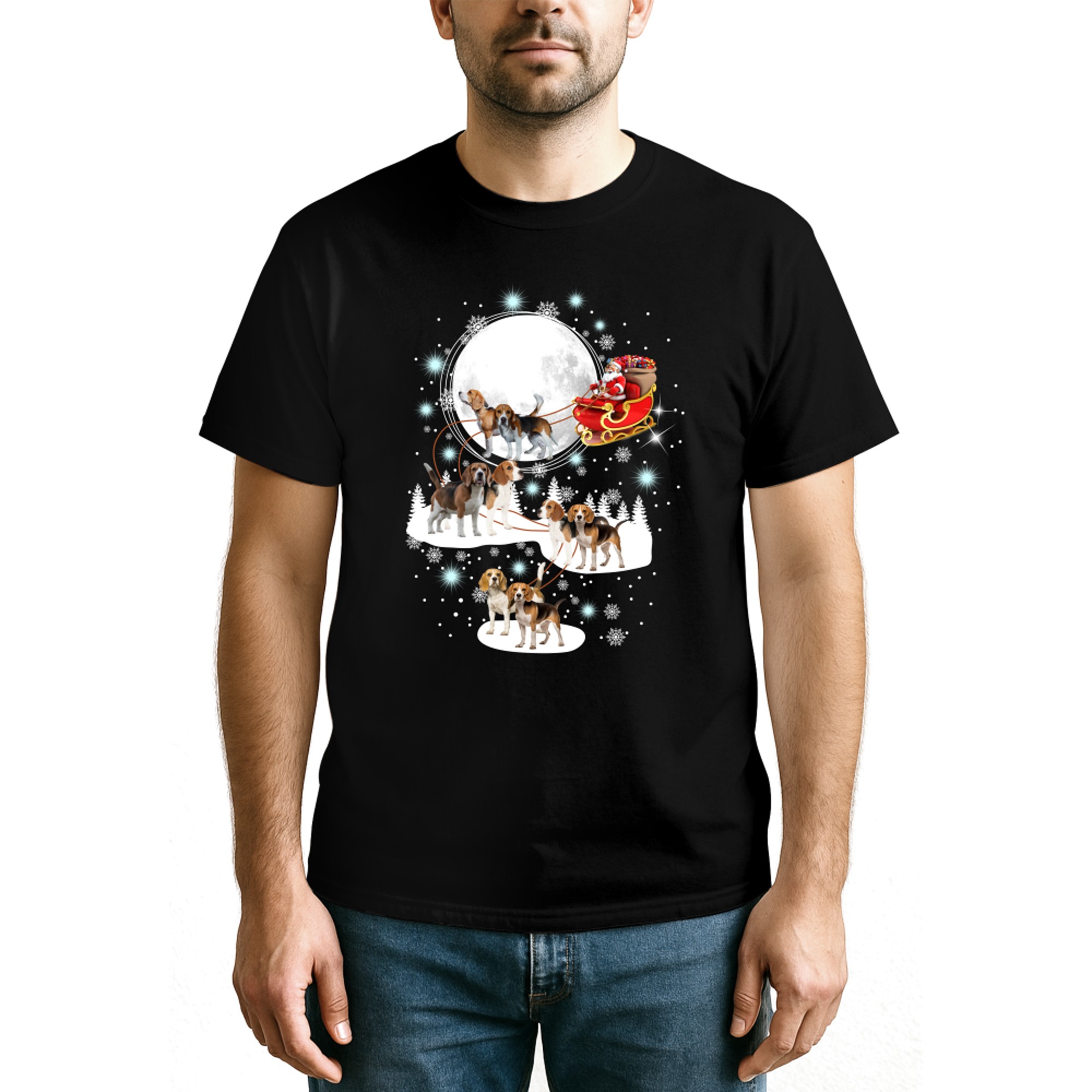 Beagle Christmas Shirts Santa Riding Beagles Reindeer Xmas Gift