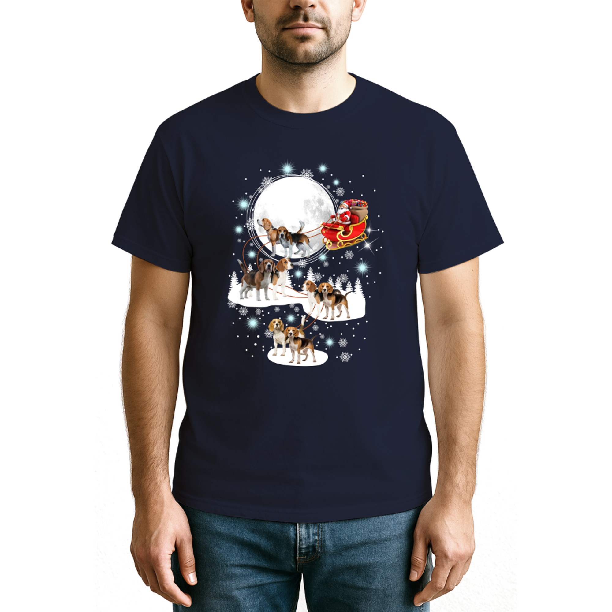 Beagle Christmas Shirts Santa Riding Beagles Reindeer Xmas Gift